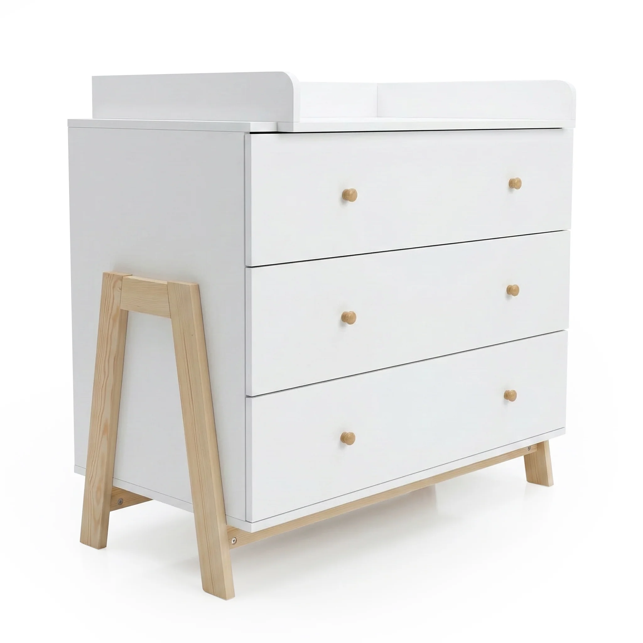 Hushly Baby Change Table with Drawers in White & Natural - Image 8