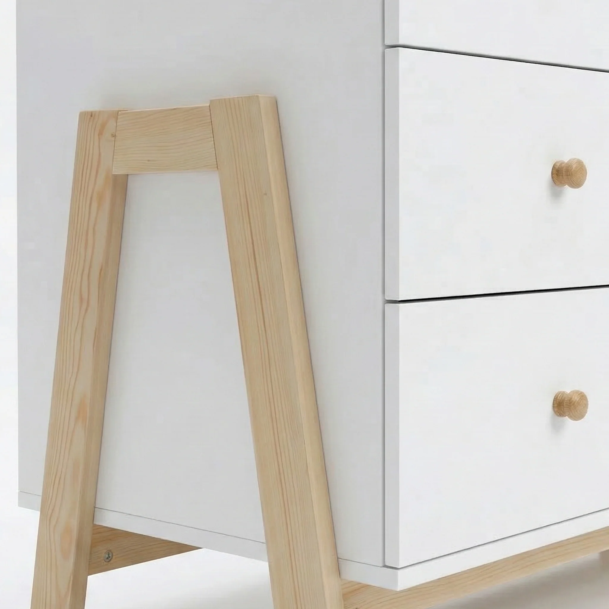 Hushly Baby Change Table with Drawers in White & Natural - Image 9