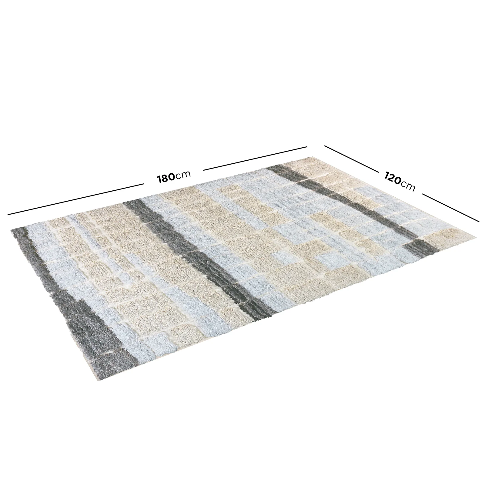 Isaac 120x180cm Abstract Wool Blend Handwoven Shag Rug - Image 3