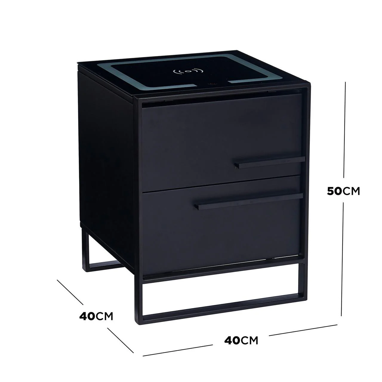 Isha Smart Bedside Table with Wireless Charger in Black - Image 3
