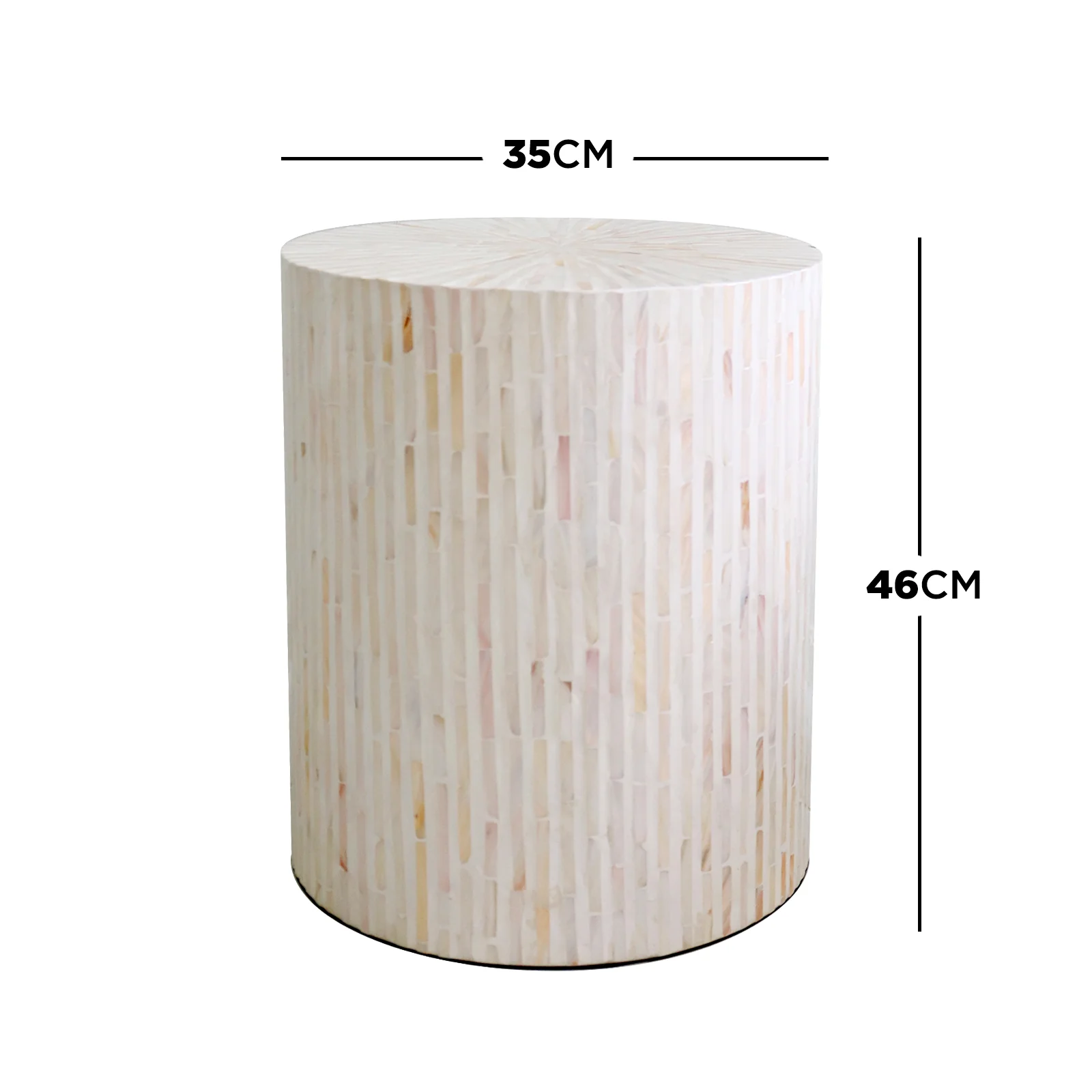 Ivo Mother of Pearl Inlay Side Table in Cream - Image 3