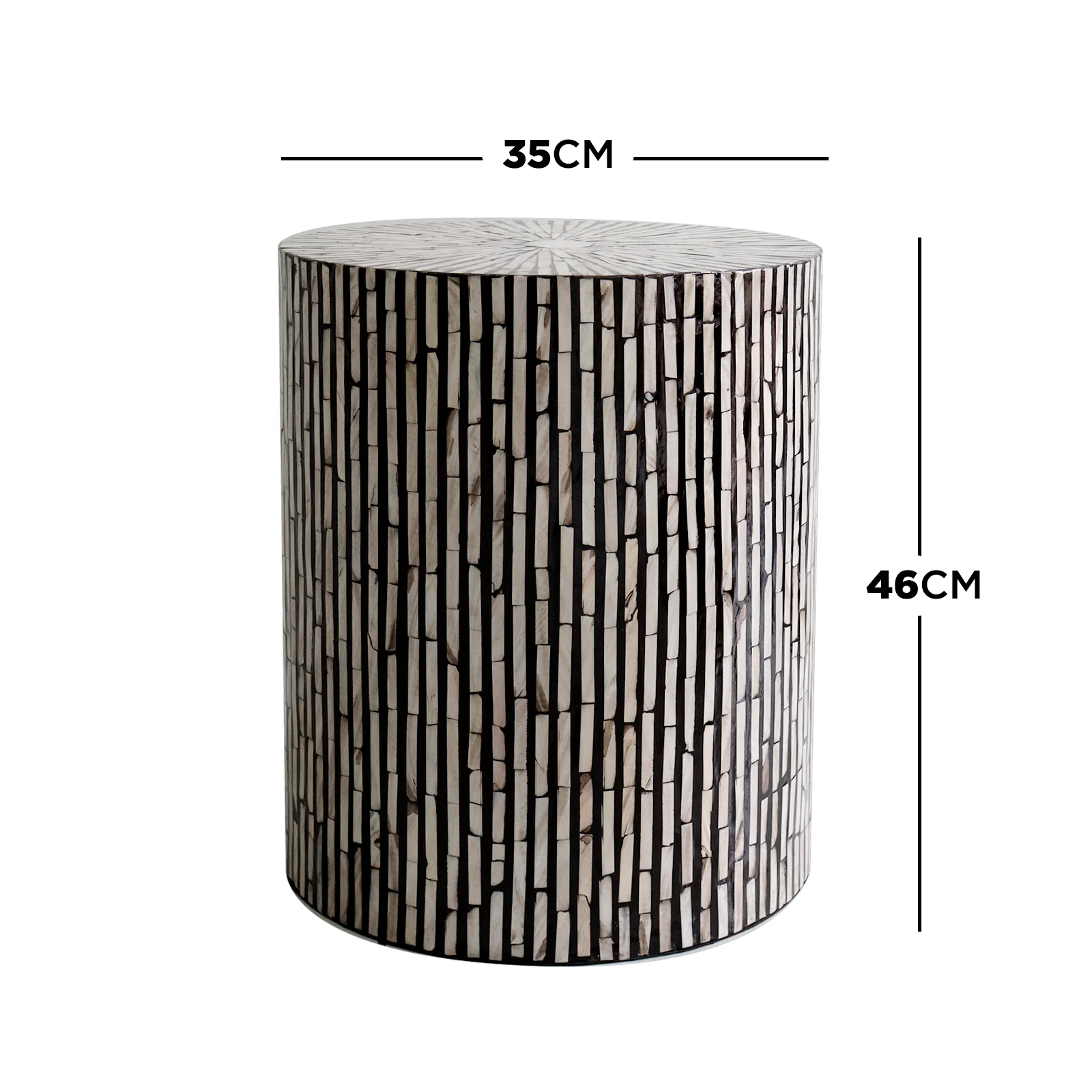 Ivo Mother of Pearl Inlay Side Table in Ivory & Black - Image 3