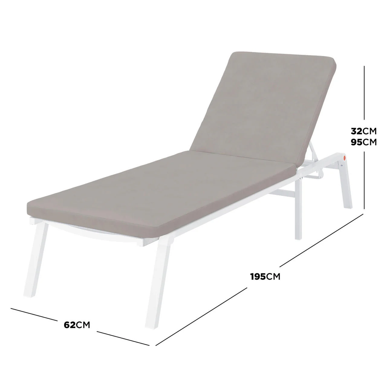 Jabari Outdoor Sun Lounger with Cushion in Warm Grey - Image 3