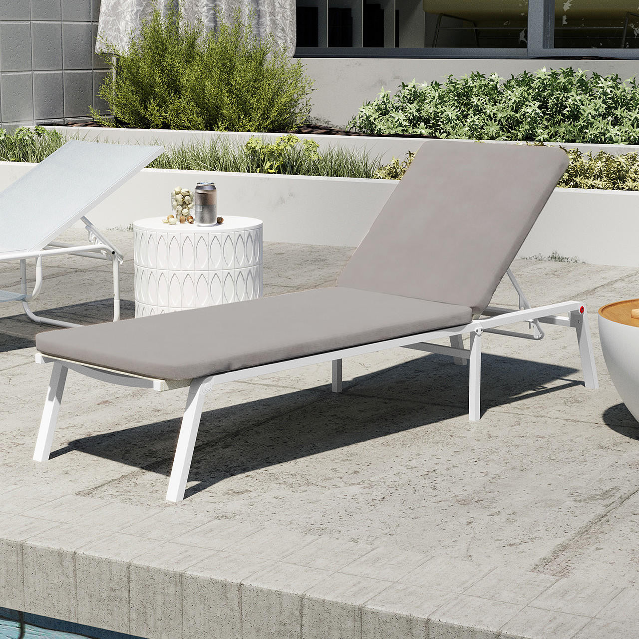 Jabari Outdoor Sun Lounger with Cushion in Warm Grey - Image 4