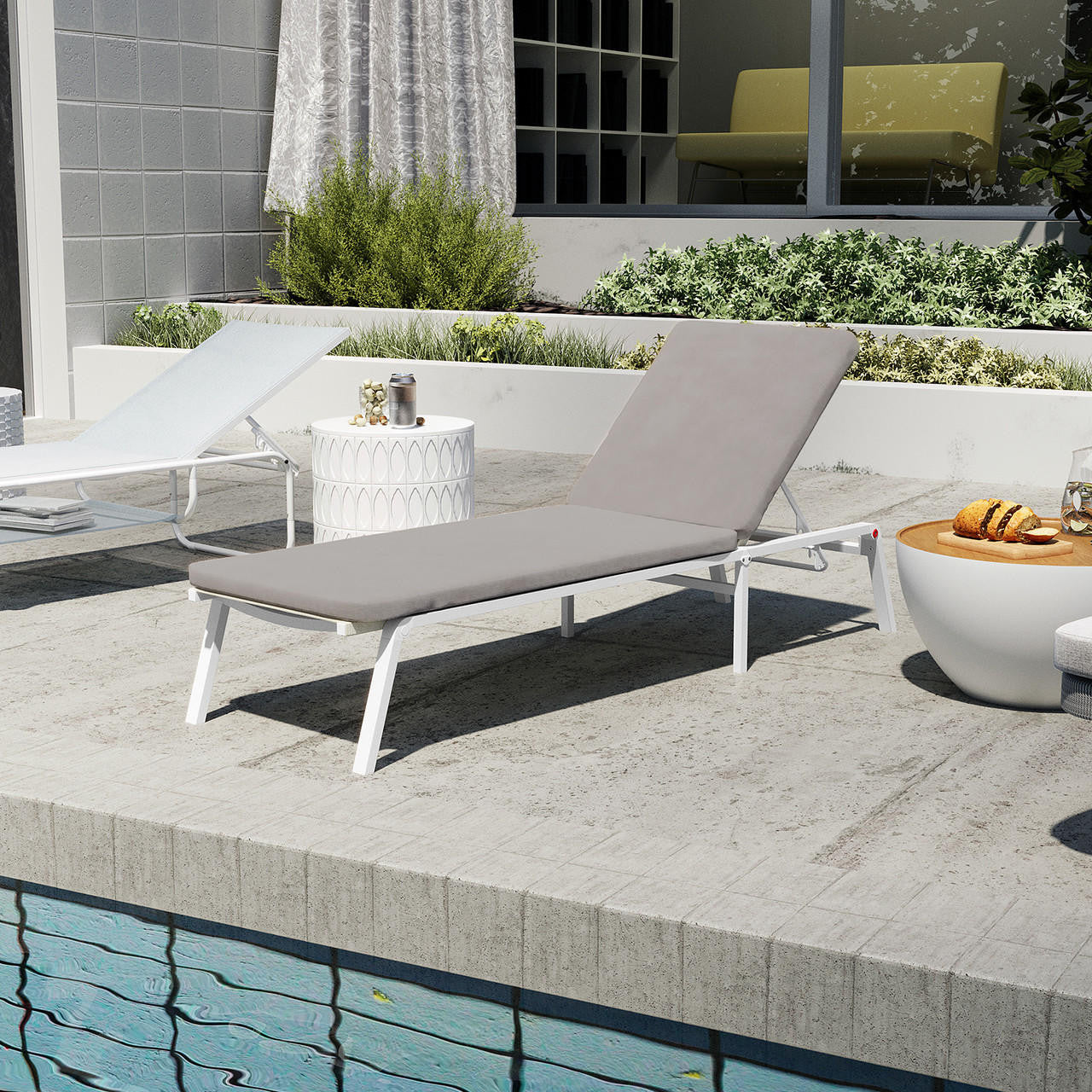 Jabari Outdoor Sun Lounger with Cushion in Warm Grey - Image 5