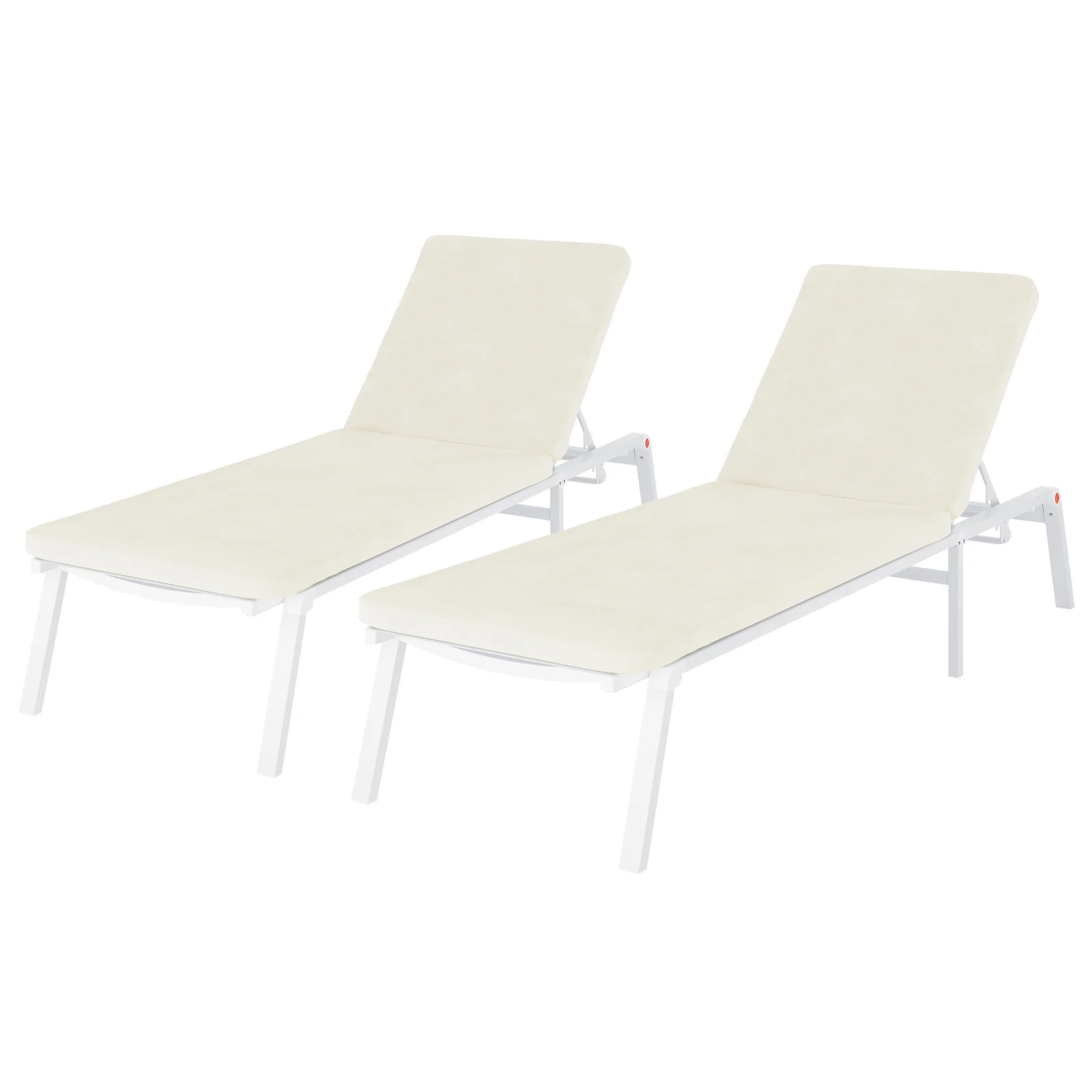 Jabari Outdoor Sun Loungers with Cushions Set of 2 in Cream White