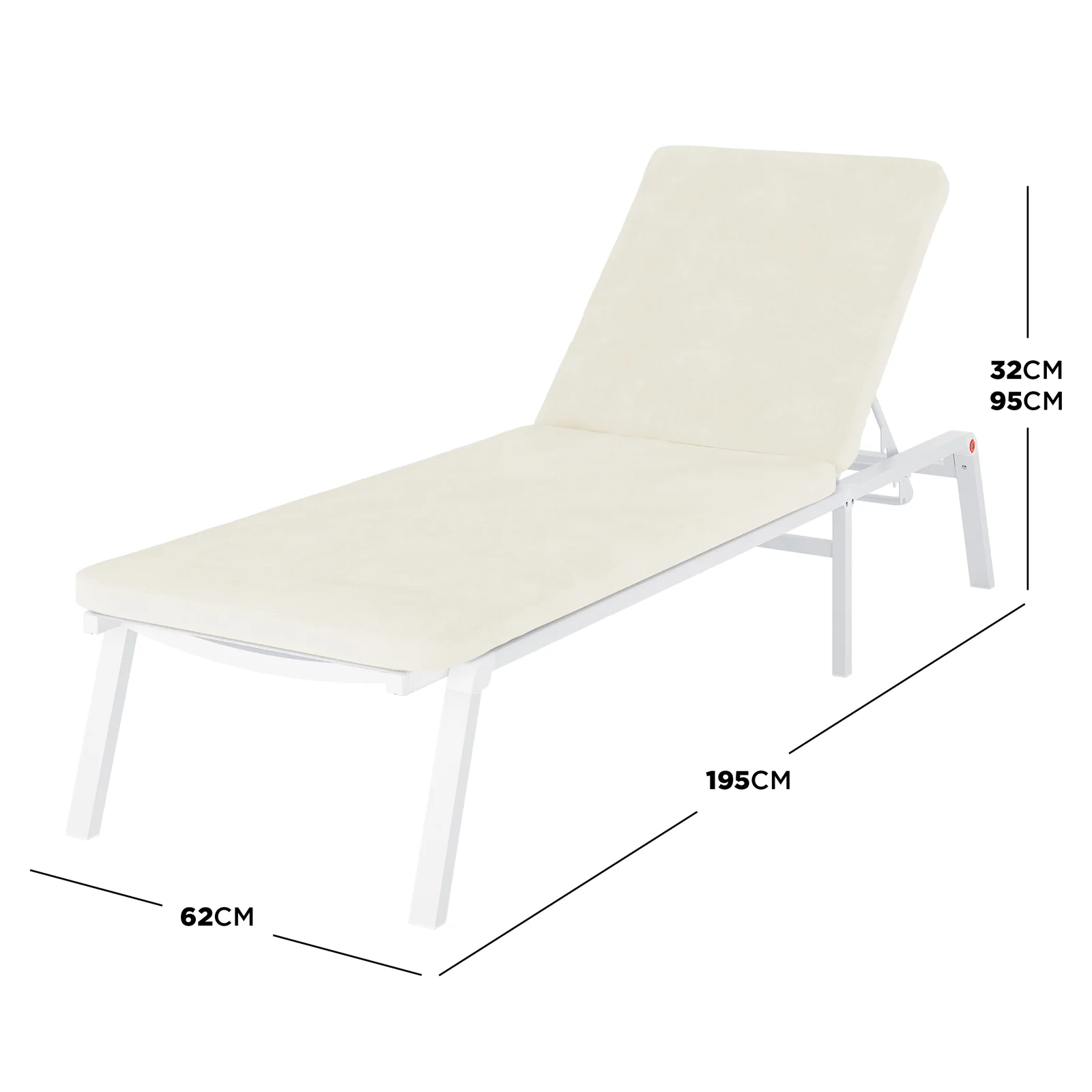 Jabari Outdoor Sun Loungers with Cushions Set of 2 in Cream White - Image 3