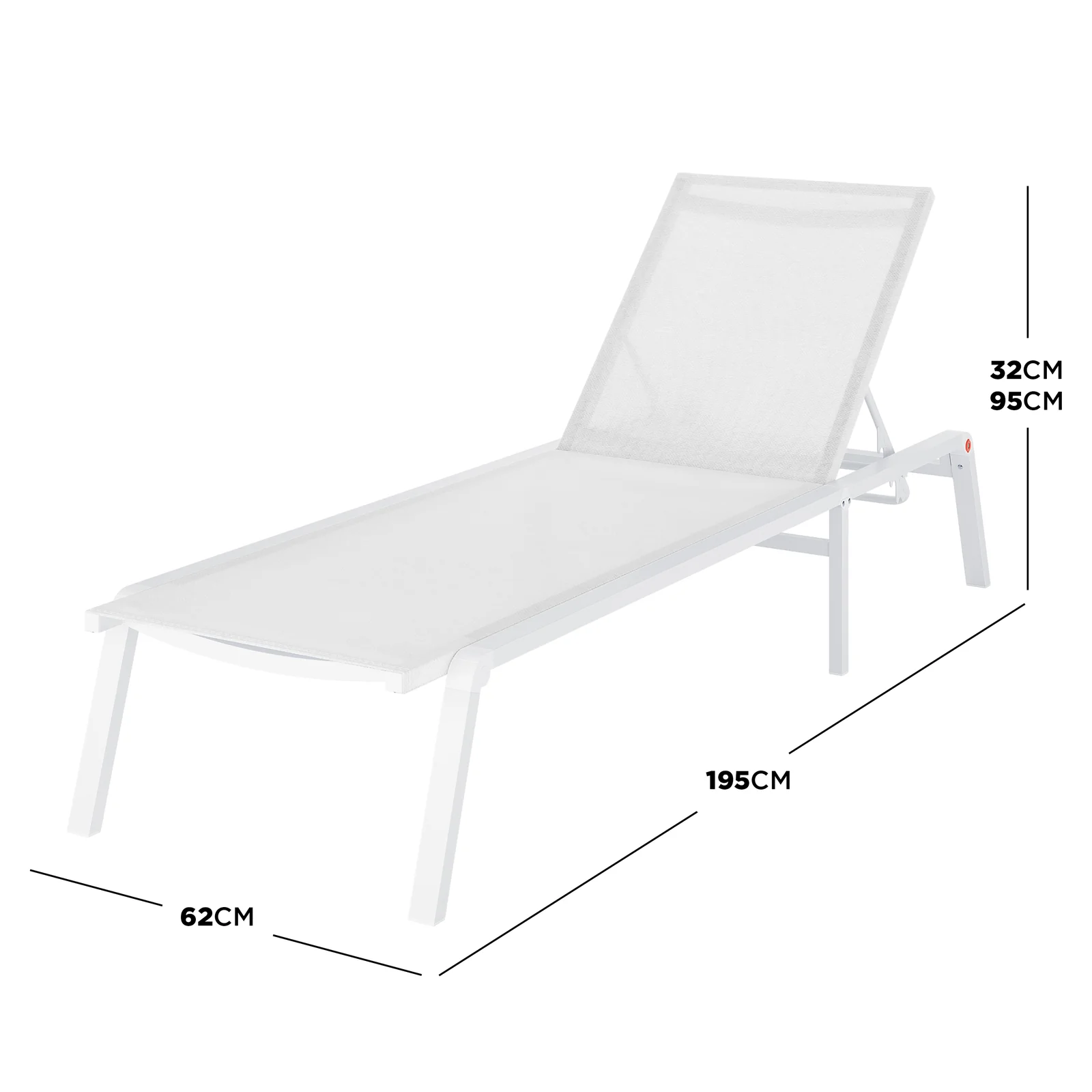 Jabari Textilene Aluminium Sunbed Set of 2 in Cream White - Image 3