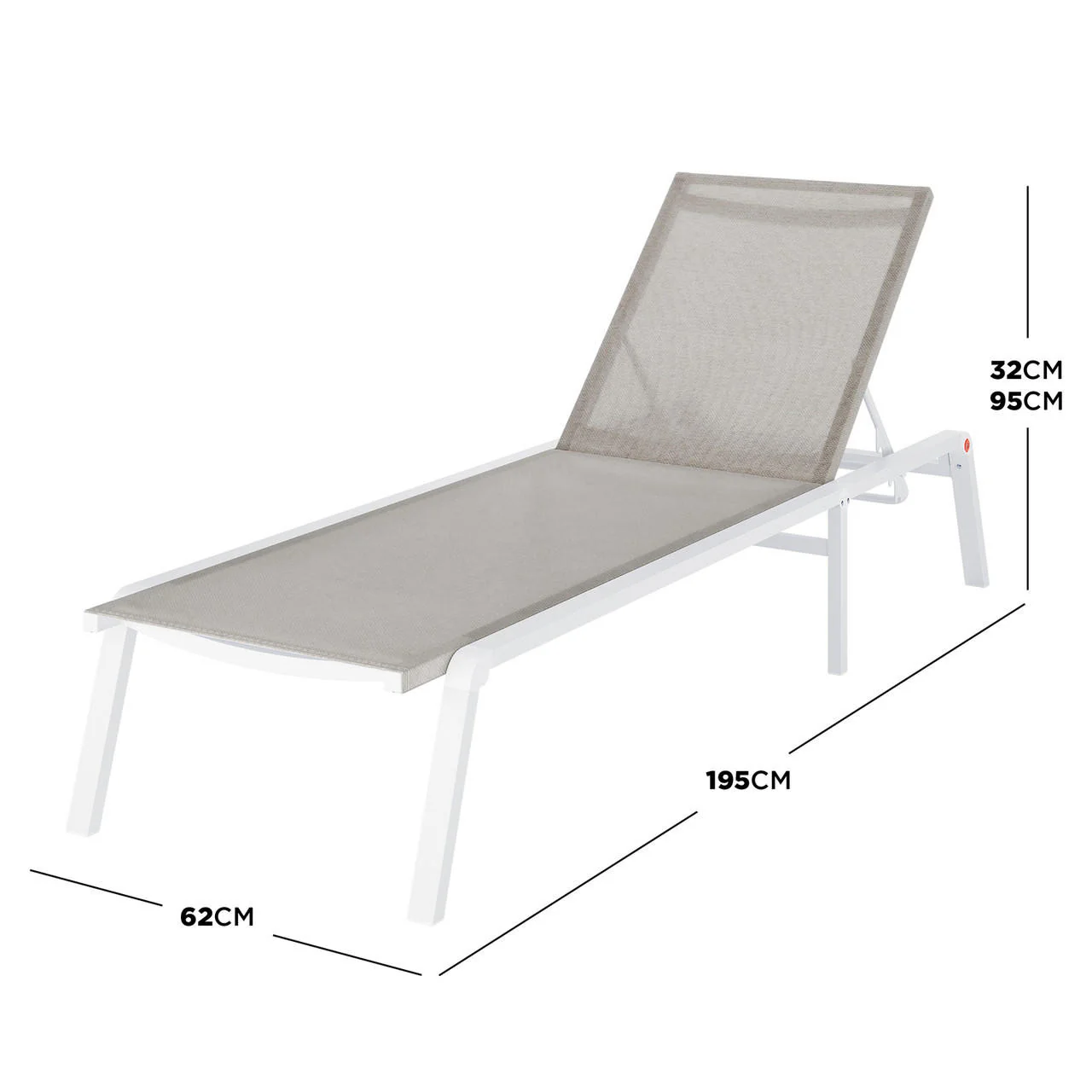 Jabari Textilene Aluminium Sunbed Set of 2 in Light Grey - Image 3