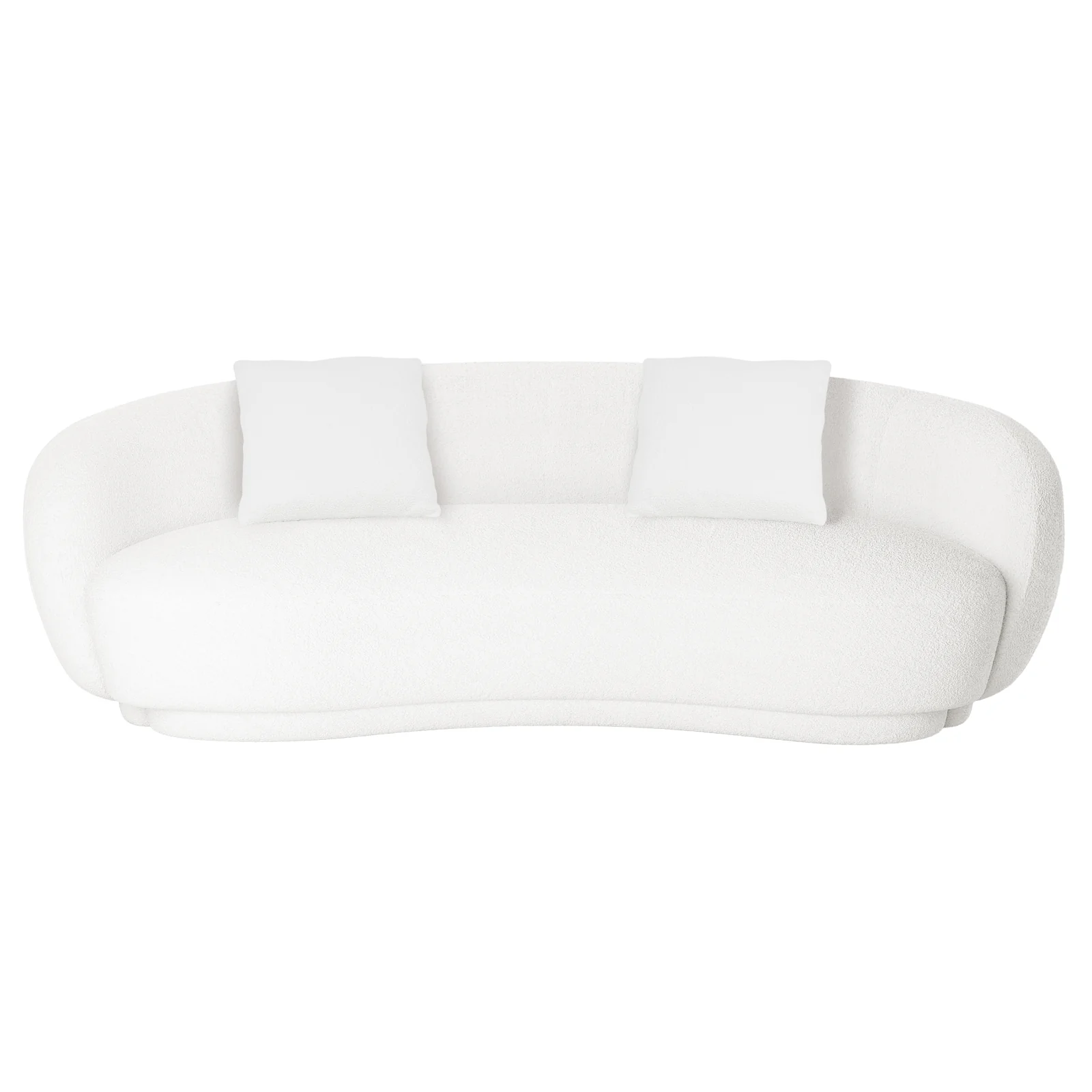 Janelle 191cm Curved Boucle 3 Seater Sofa in Cream White - Image 4