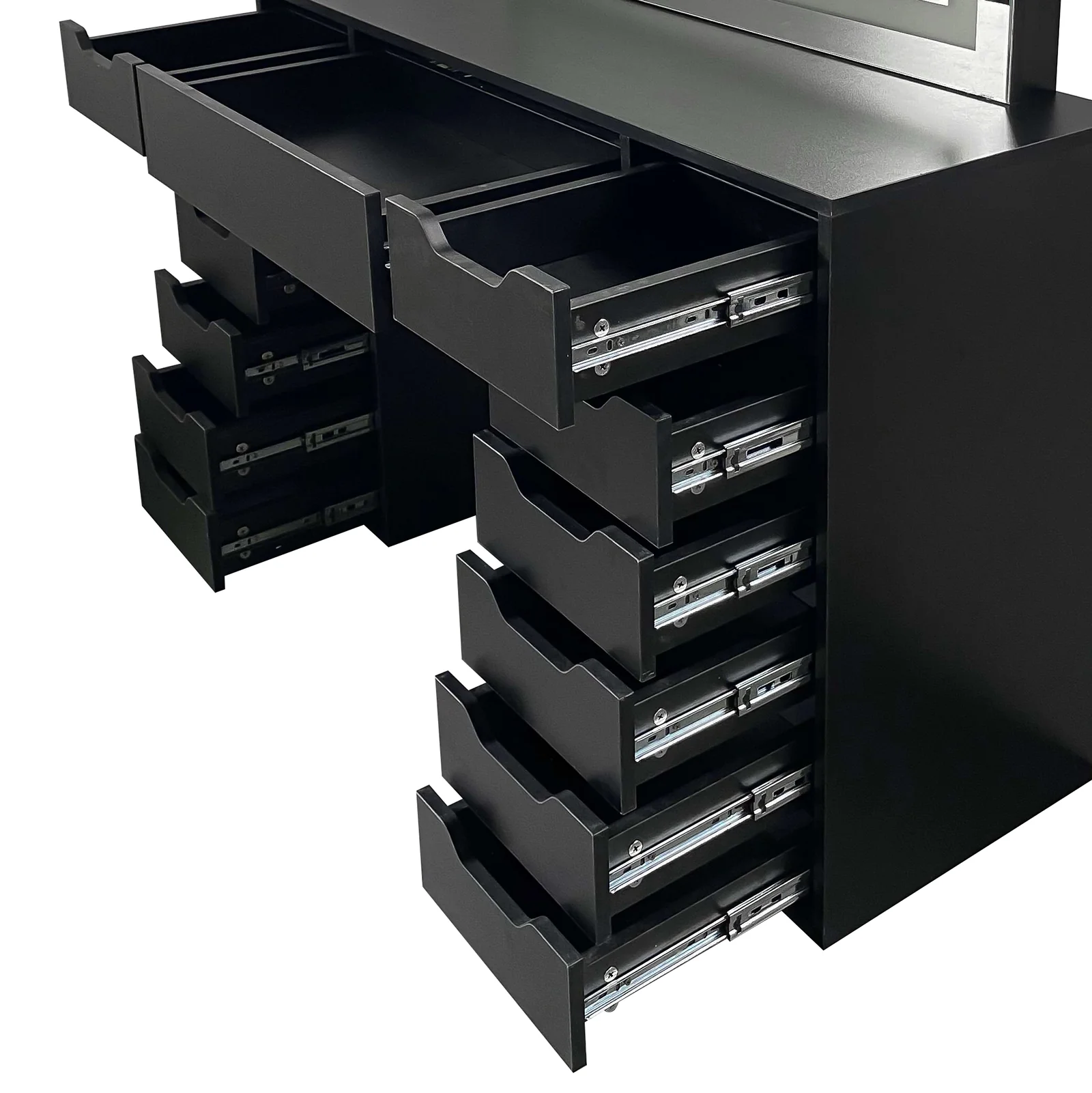 Janika Dressing Table with Storage & LED Lights in Black - Image 6