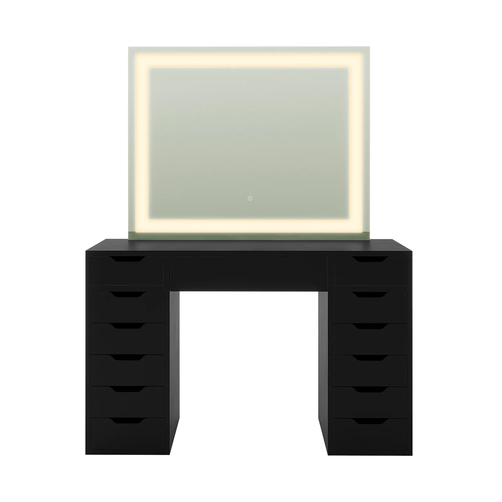 Janika Dressing Table with Storage & LED Lights in Black - Image 7