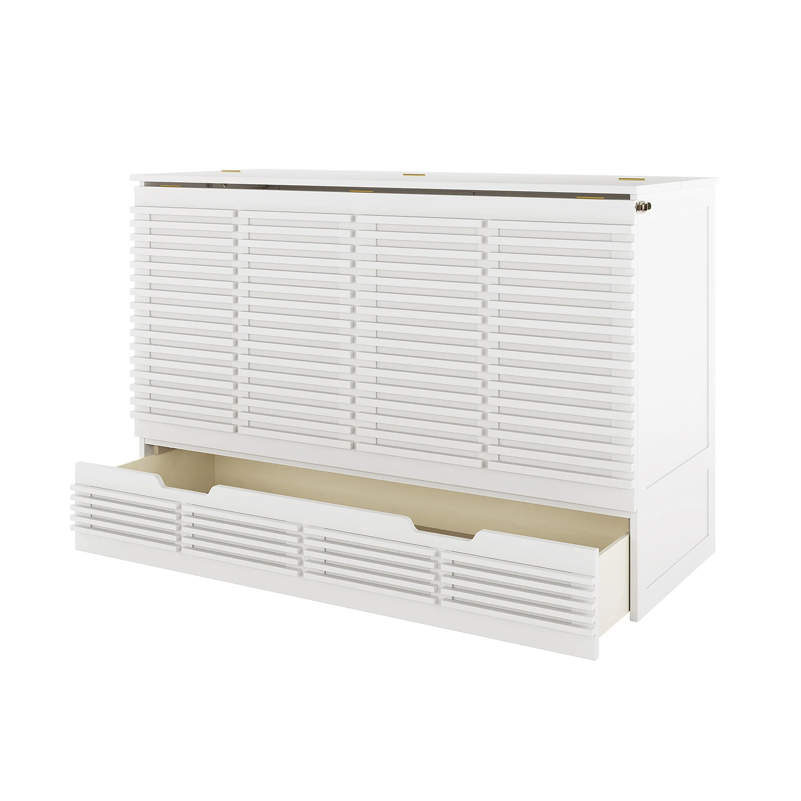 Jaxen Queen Foldout Murphy Bed with Storage in White - Image 11