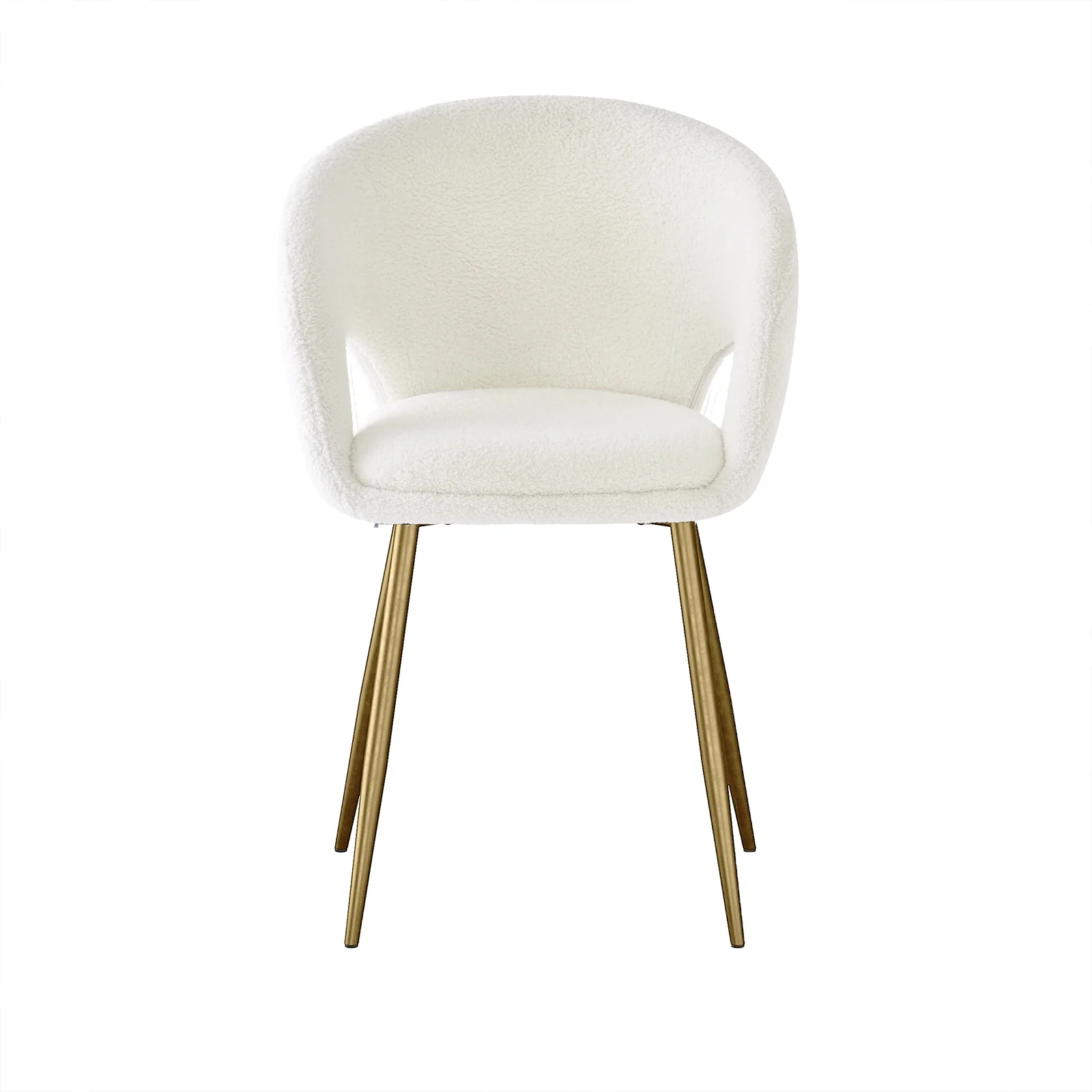 Jazlyn Boucle Dining Chairs with Gold Legs Set of 2 in Cream - Image 4
