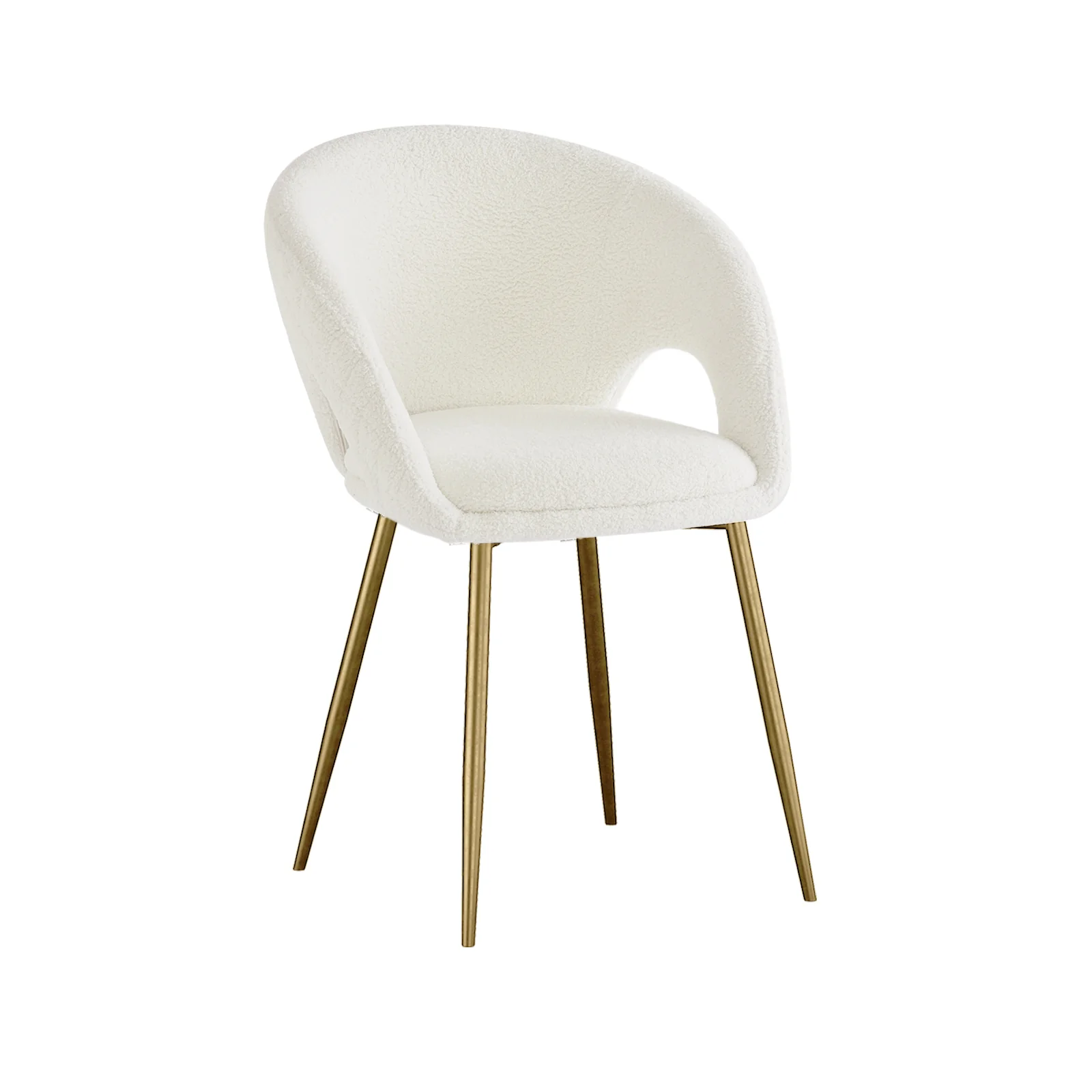 Jazlyn Boucle Dining Chairs with Gold Legs Set of 2 in Cream - Image 5