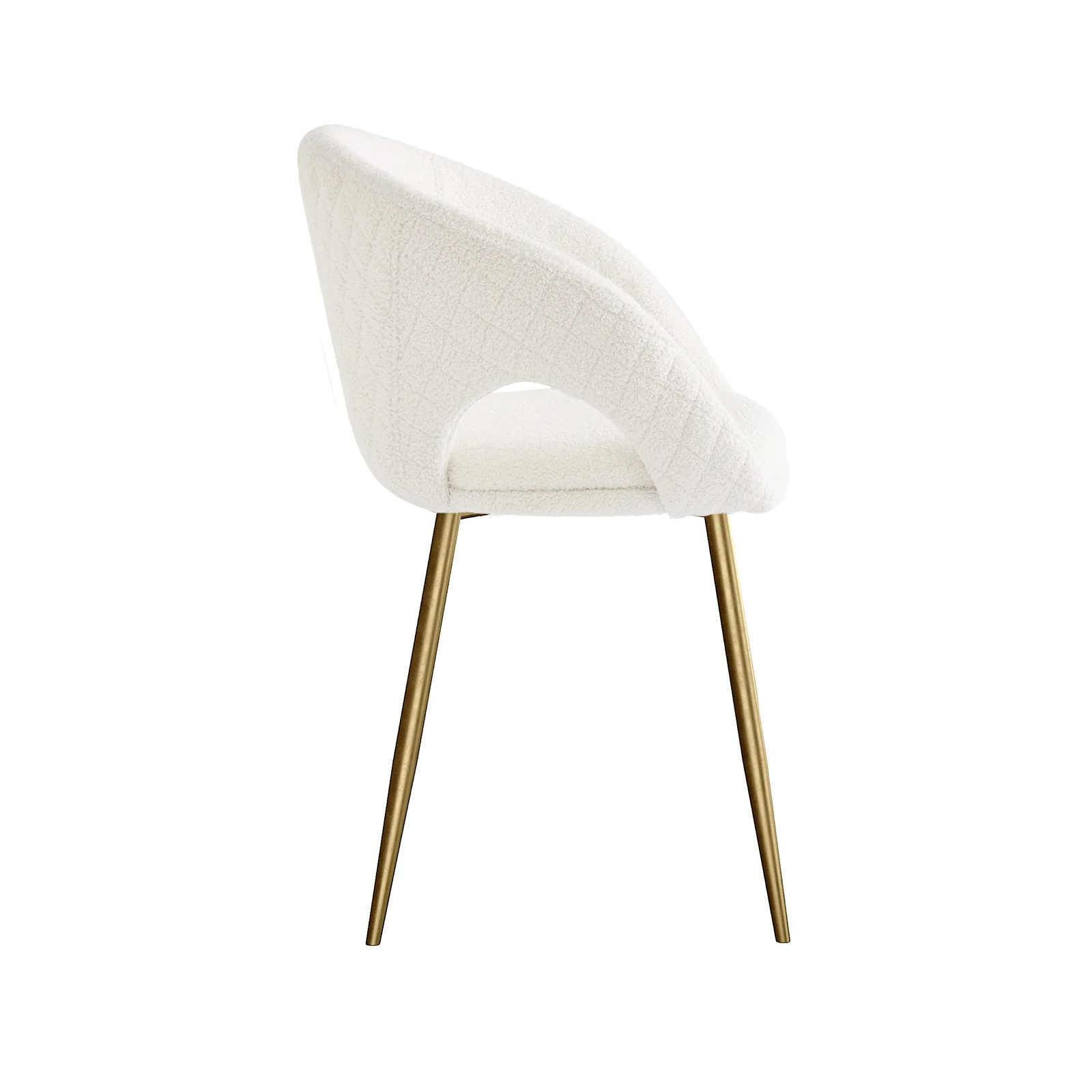 Jazlyn Boucle Dining Chairs with Gold Legs Set of 2 in Cream - Image 6