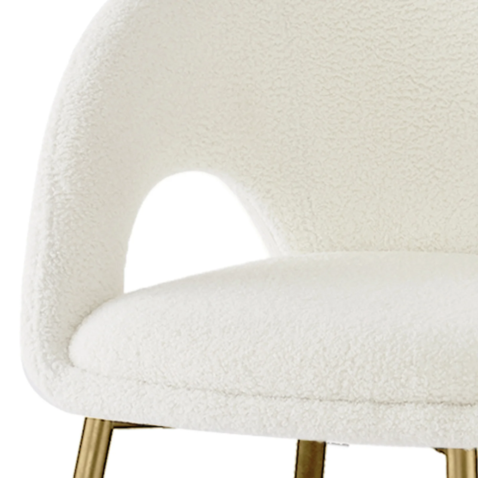 Jazlyn Boucle Dining Chairs with Gold Legs Set of 2 in Cream - Image 7