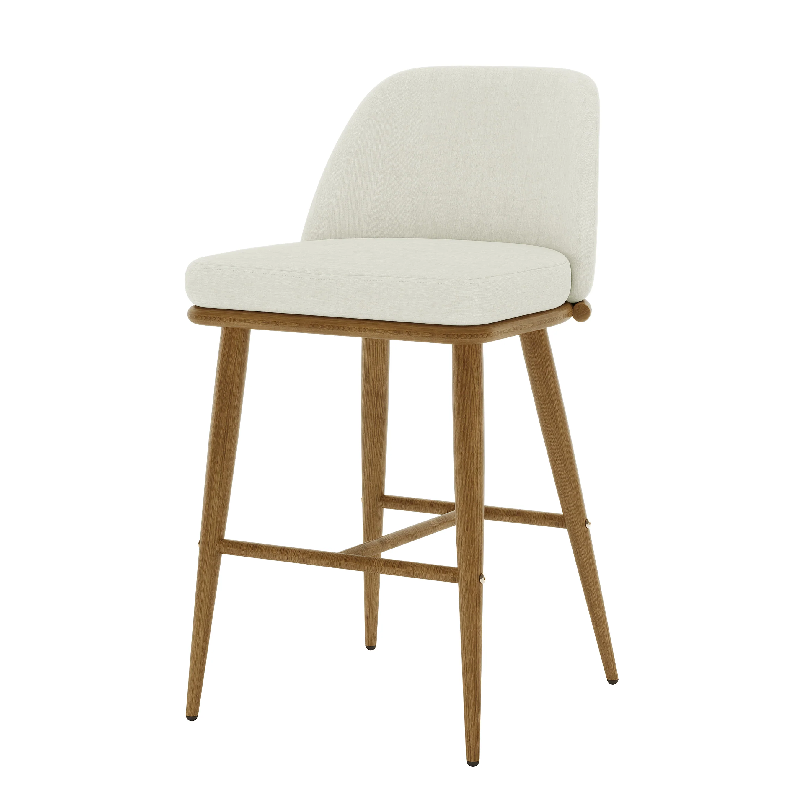 Jeremi High Back Linen Bar Stool Set of 2 in Wheat Oak - Image 7