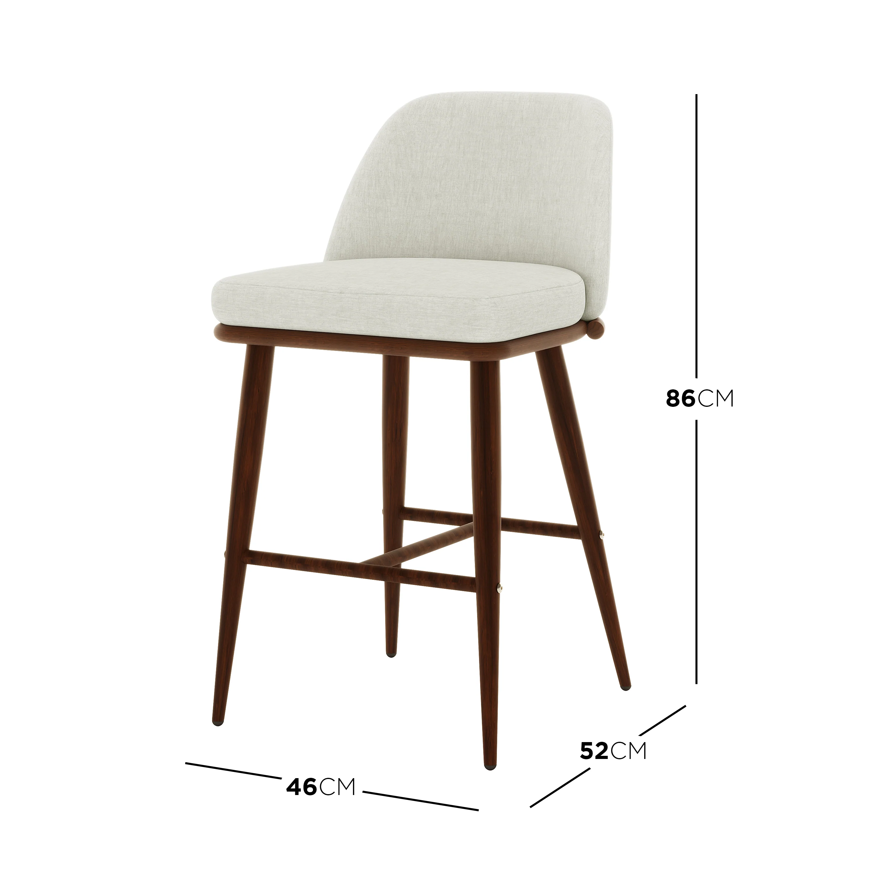 Jeremi High Back Linen Bar Stool Set of 2 in Wheat Walnut - Image 3