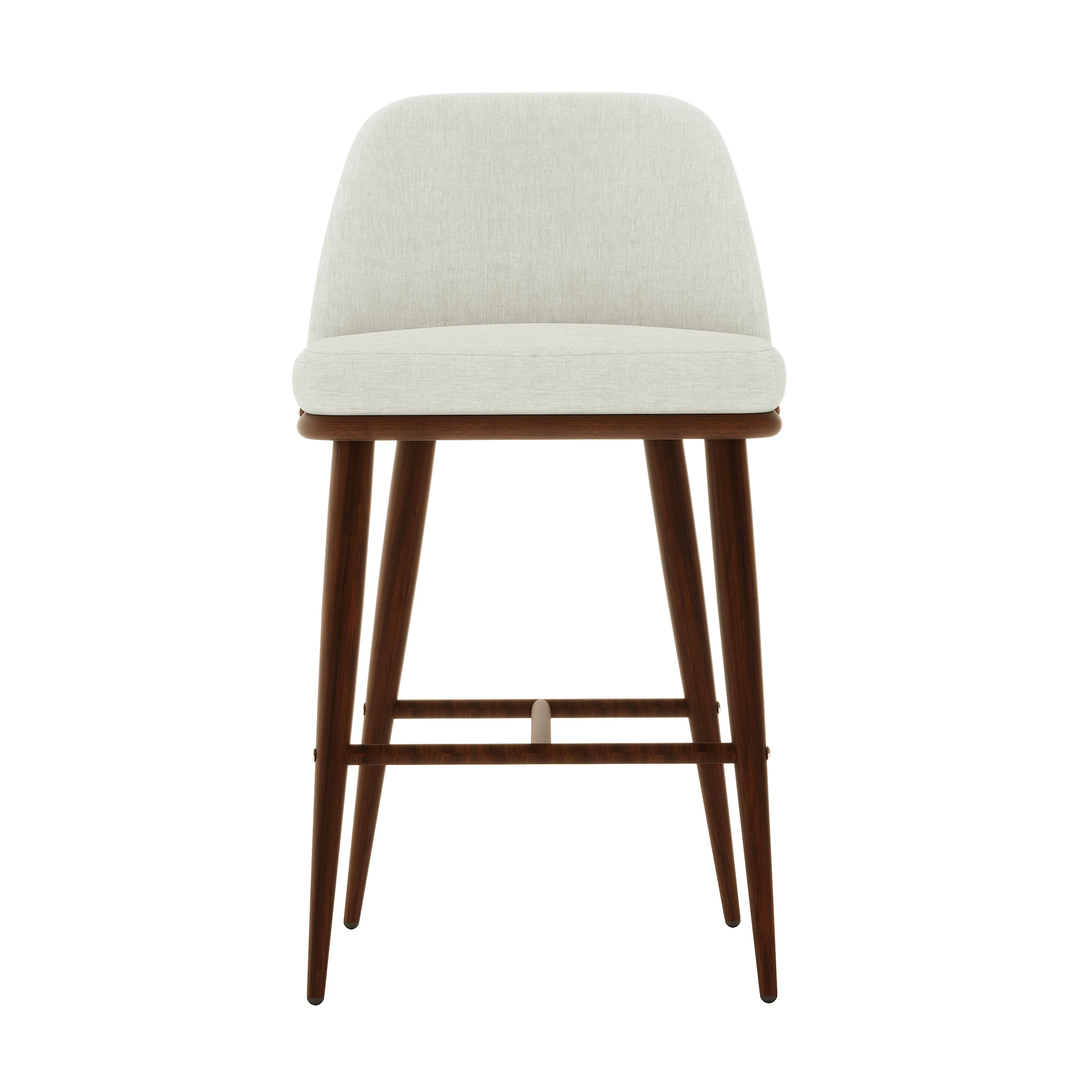 Jeremi High Back Linen Bar Stool Set of 2 in Wheat Walnut - Image 4