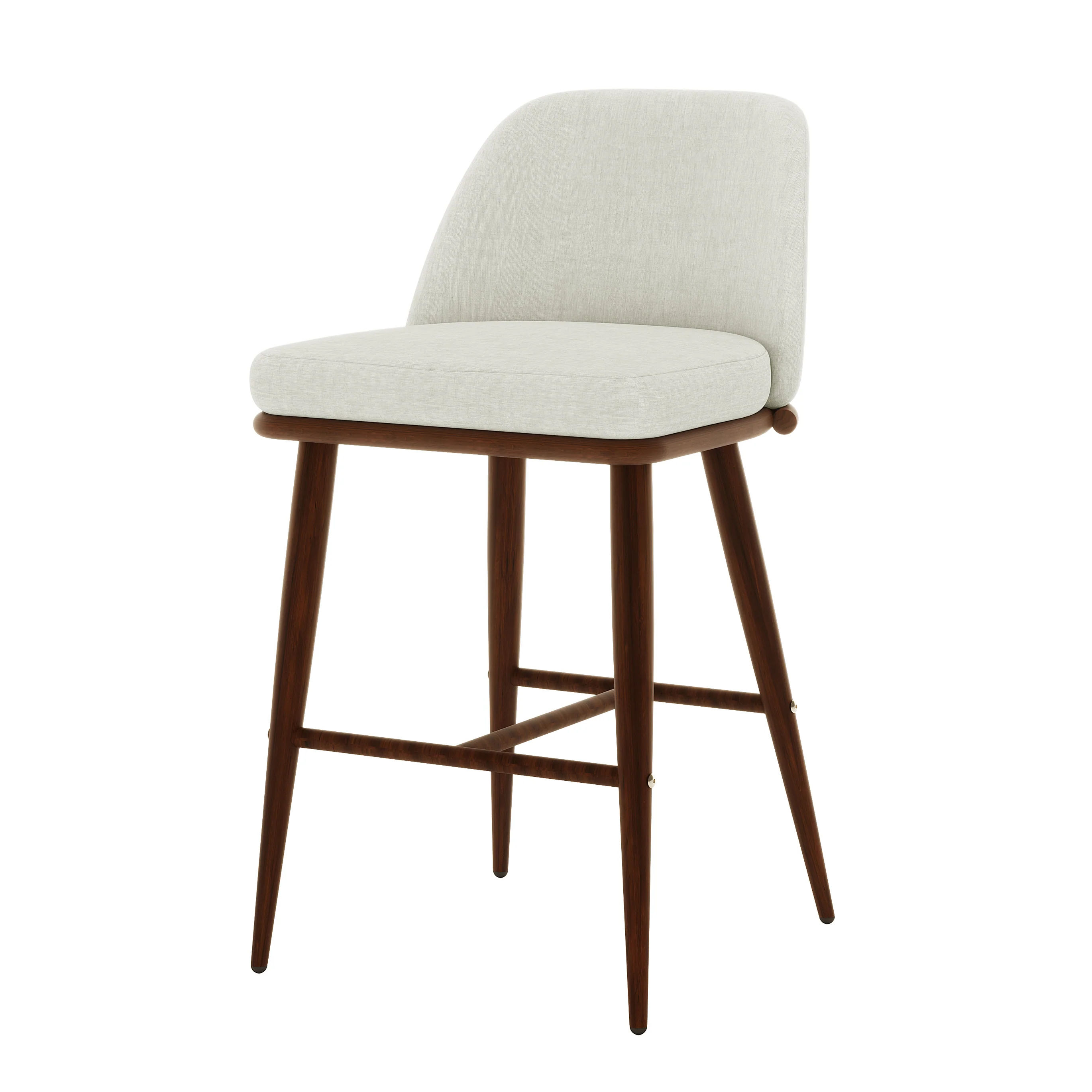 Jeremi High Back Linen Bar Stool Set of 2 in Wheat Walnut - Image 5