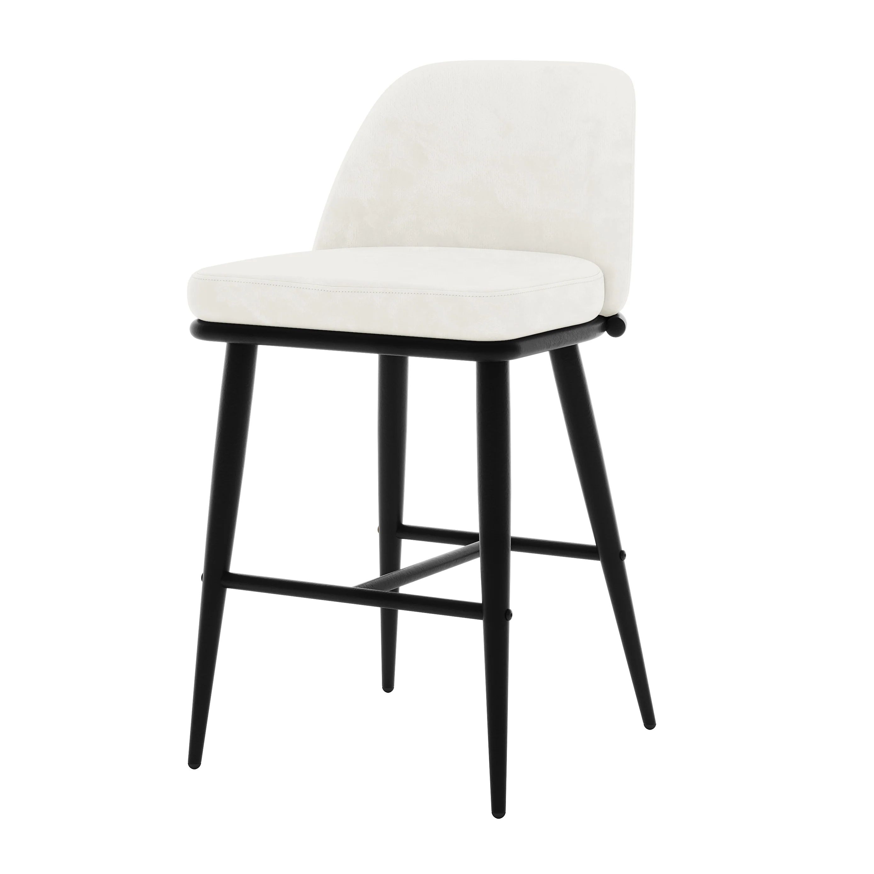 Jeremi High Back Velvet Bar Stool Set of 2 in Cream - Image 5