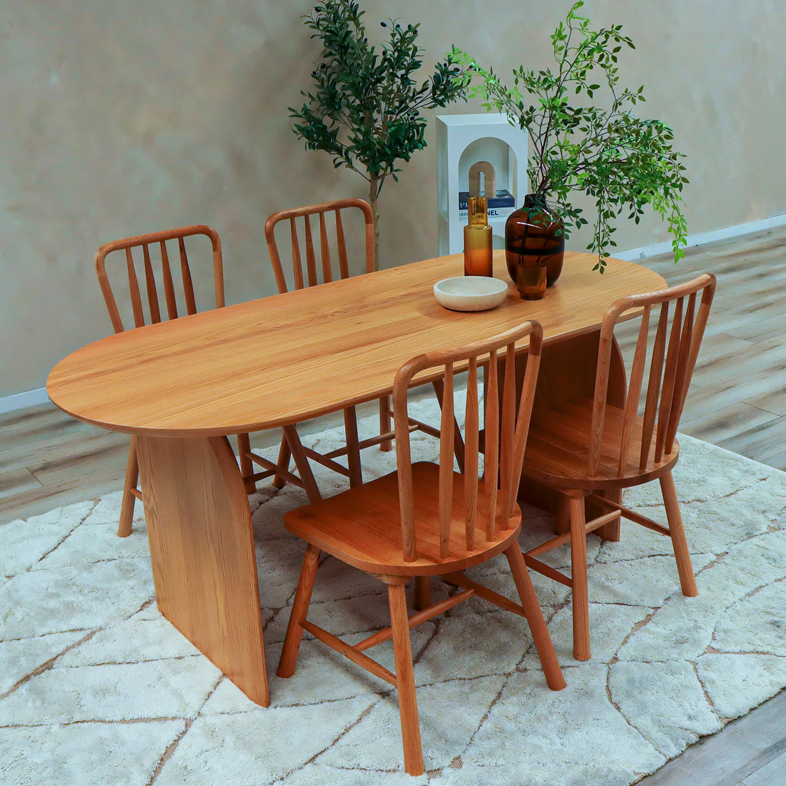 Jillian 180cm Oval Hardwood Oak Dining Table in Natural - Image 4
