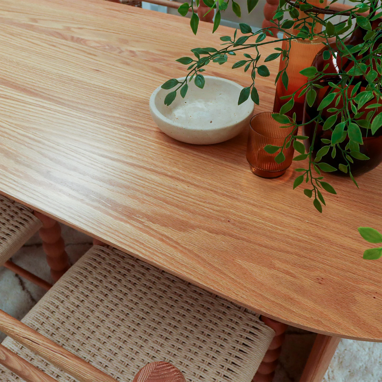 Jillian 180cm Oval Hardwood Oak Dining Table in Natural - Image 5