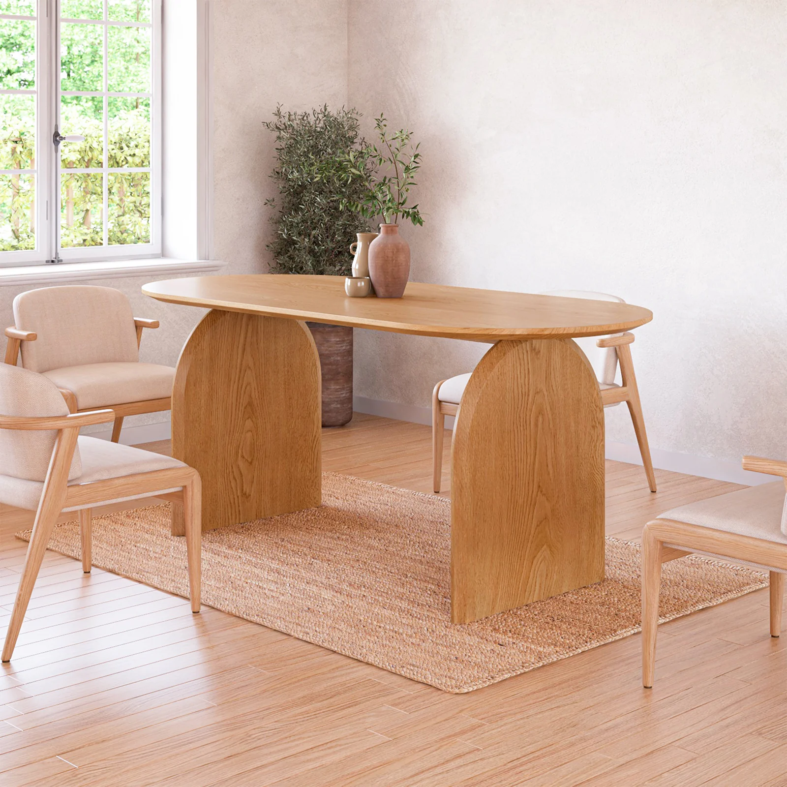 Jillian 180cm Oval Hardwood Oak Dining Table in Natural - Image 7