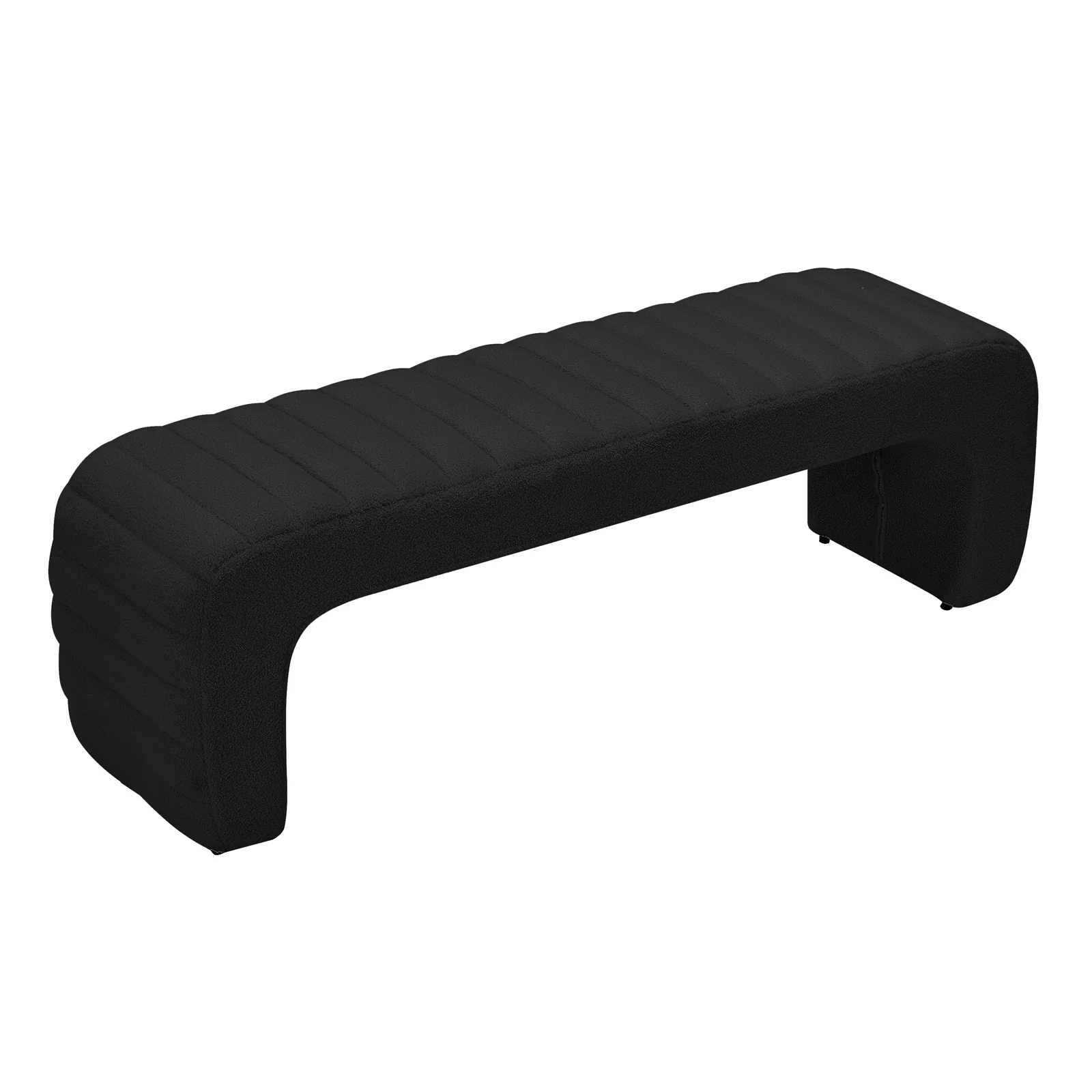 Josie Curved Boucle Fabric Bench Seat in Black - Image 5