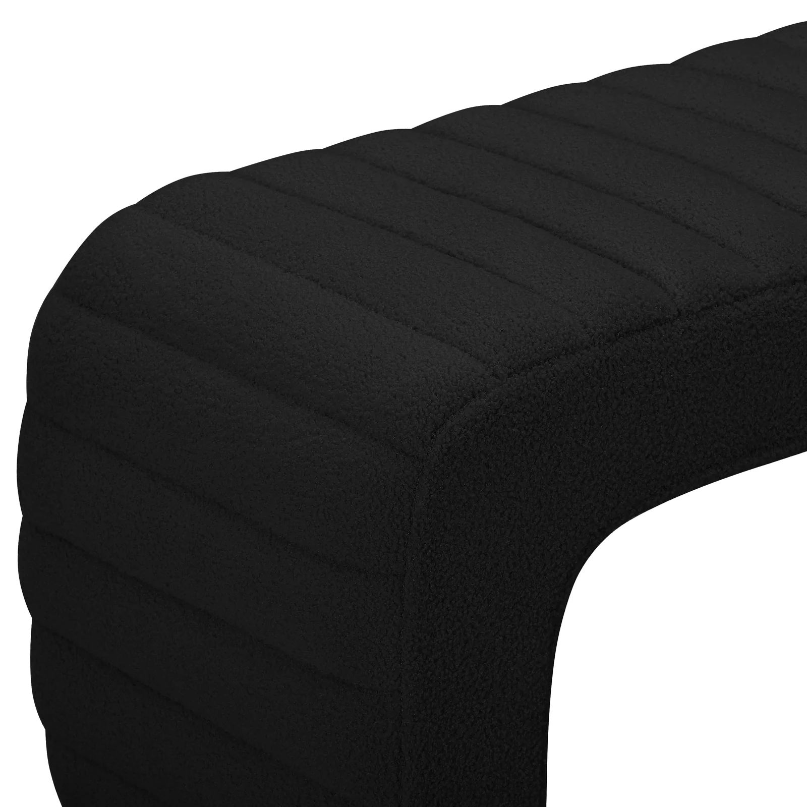 Josie Curved Boucle Fabric Bench Seat in Black - Image 8
