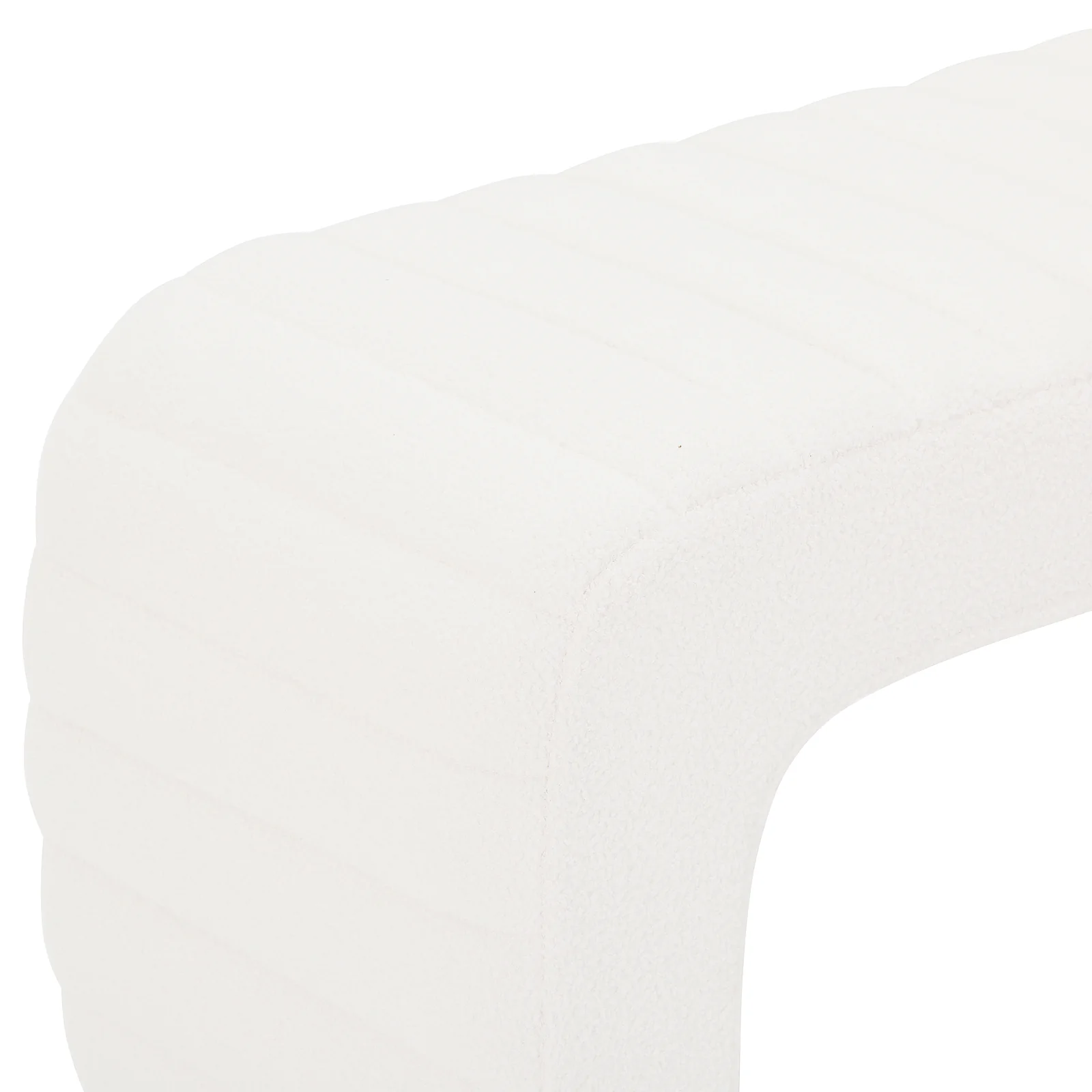 Josie Curved Boucle Fabric Bench Seat in Cream White - Image 8