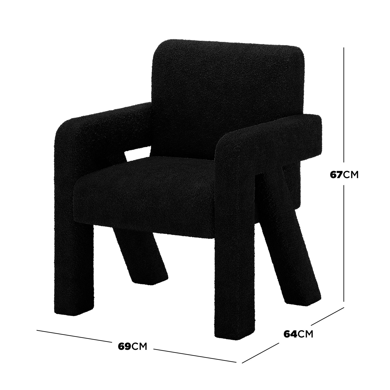 Julie Boucle Fabric Occasional Armchair in Black - Image 3