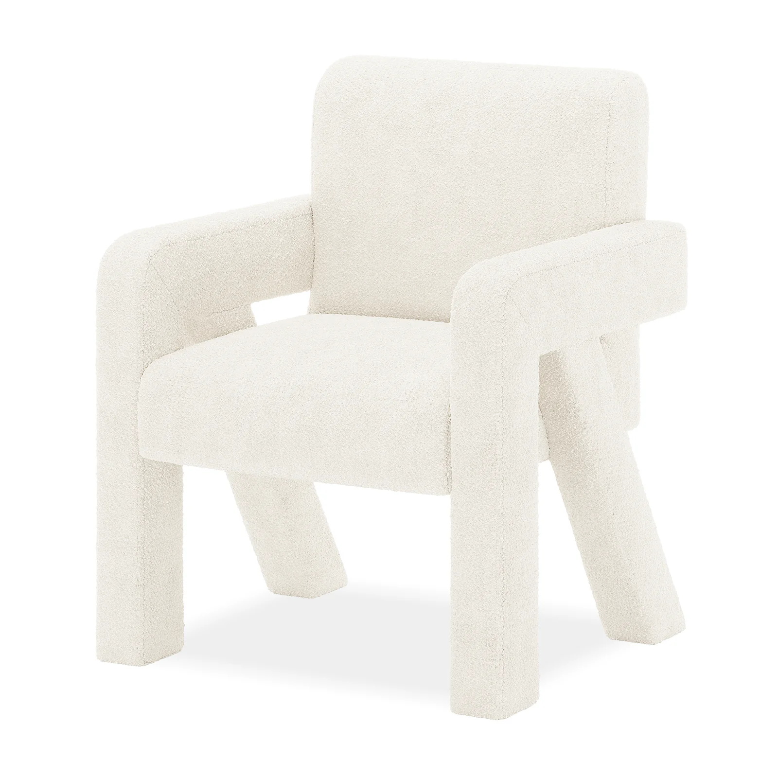 Julie Boucle Fabric Occasional Armchair in Cream White