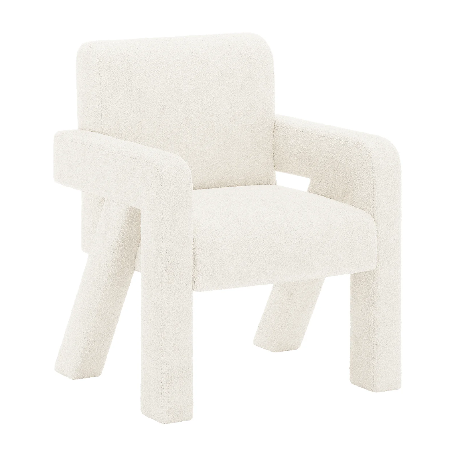 Julie Boucle Fabric Occasional Armchair in Cream White - Image 5