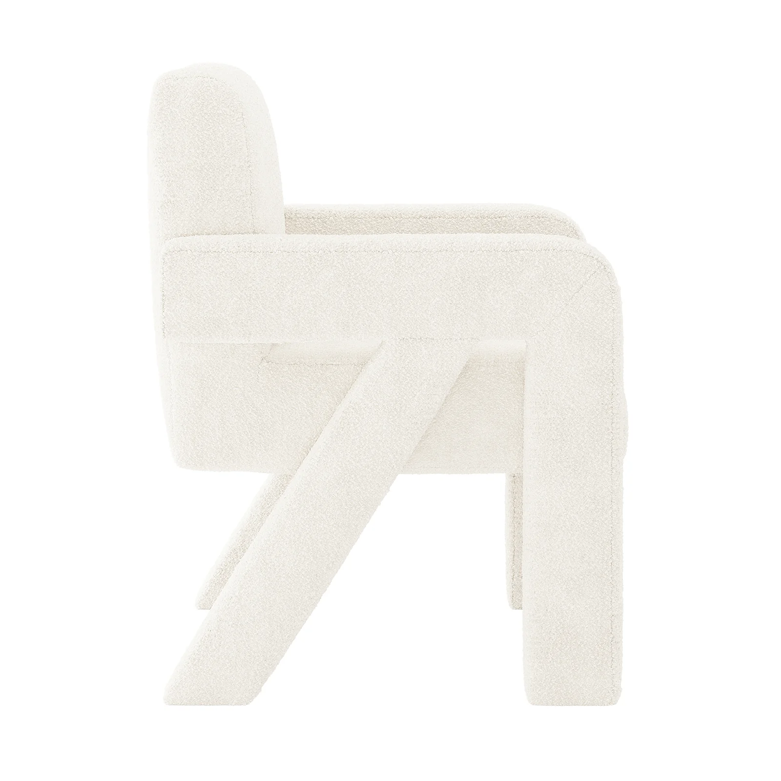 Julie Boucle Fabric Occasional Armchair in Cream White - Image 6