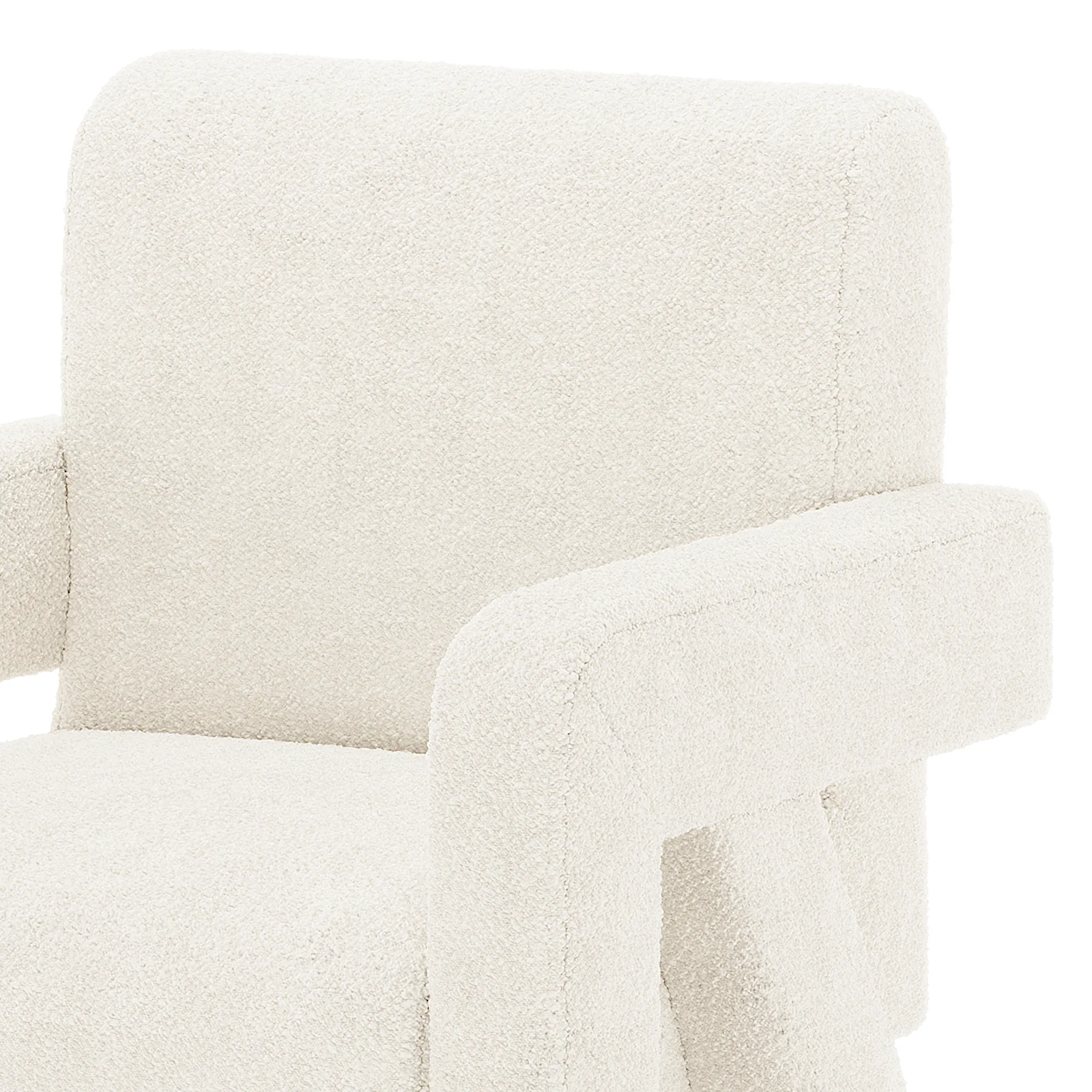 Julie Boucle Fabric Occasional Armchair in Cream White - Image 7