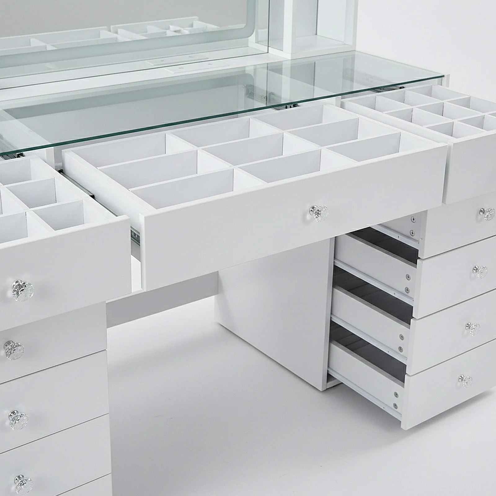 Juliette LED Makeup Vanity Table with Storage in White - Image 3
