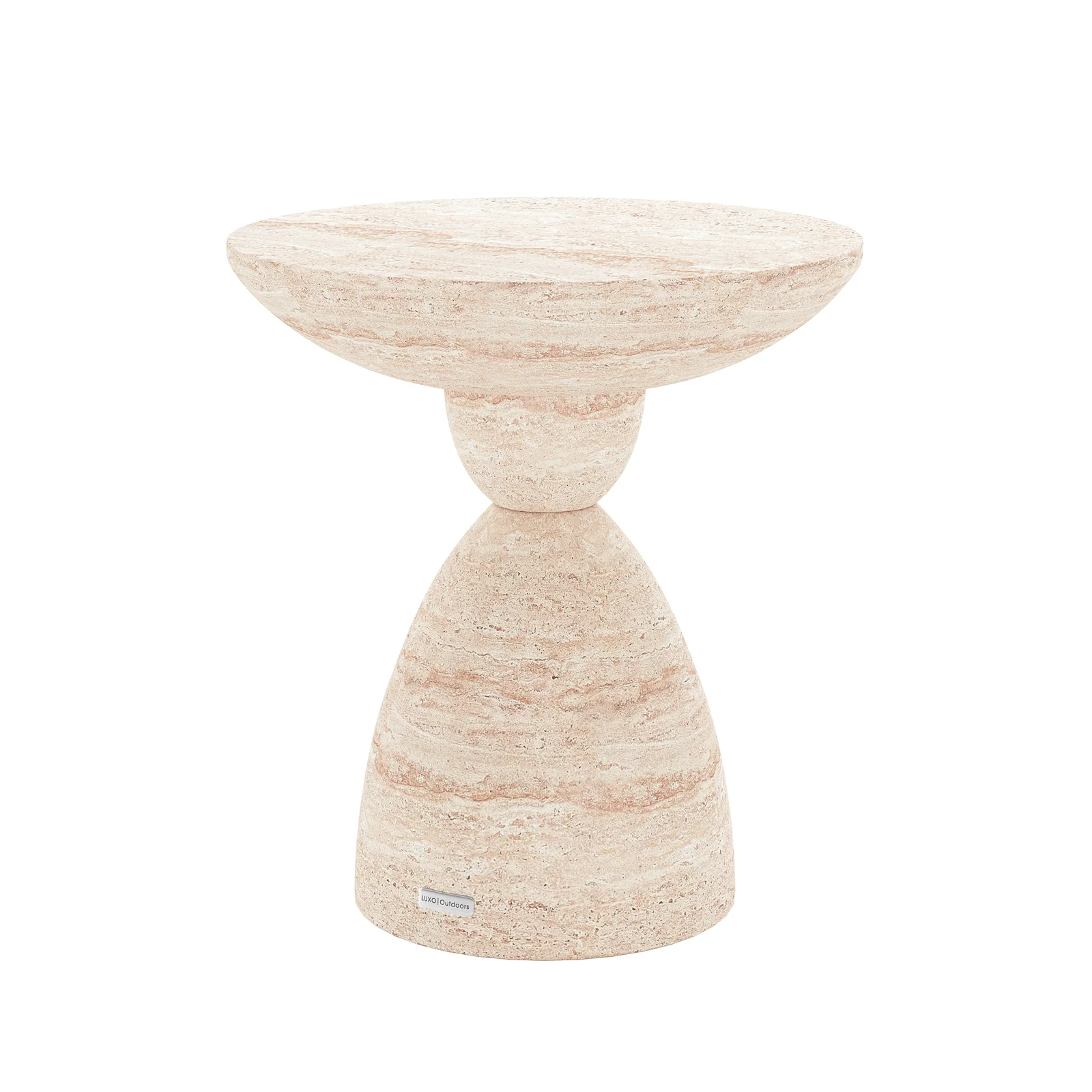 Junia Round Outdoor Concrete Side Table in Travertine