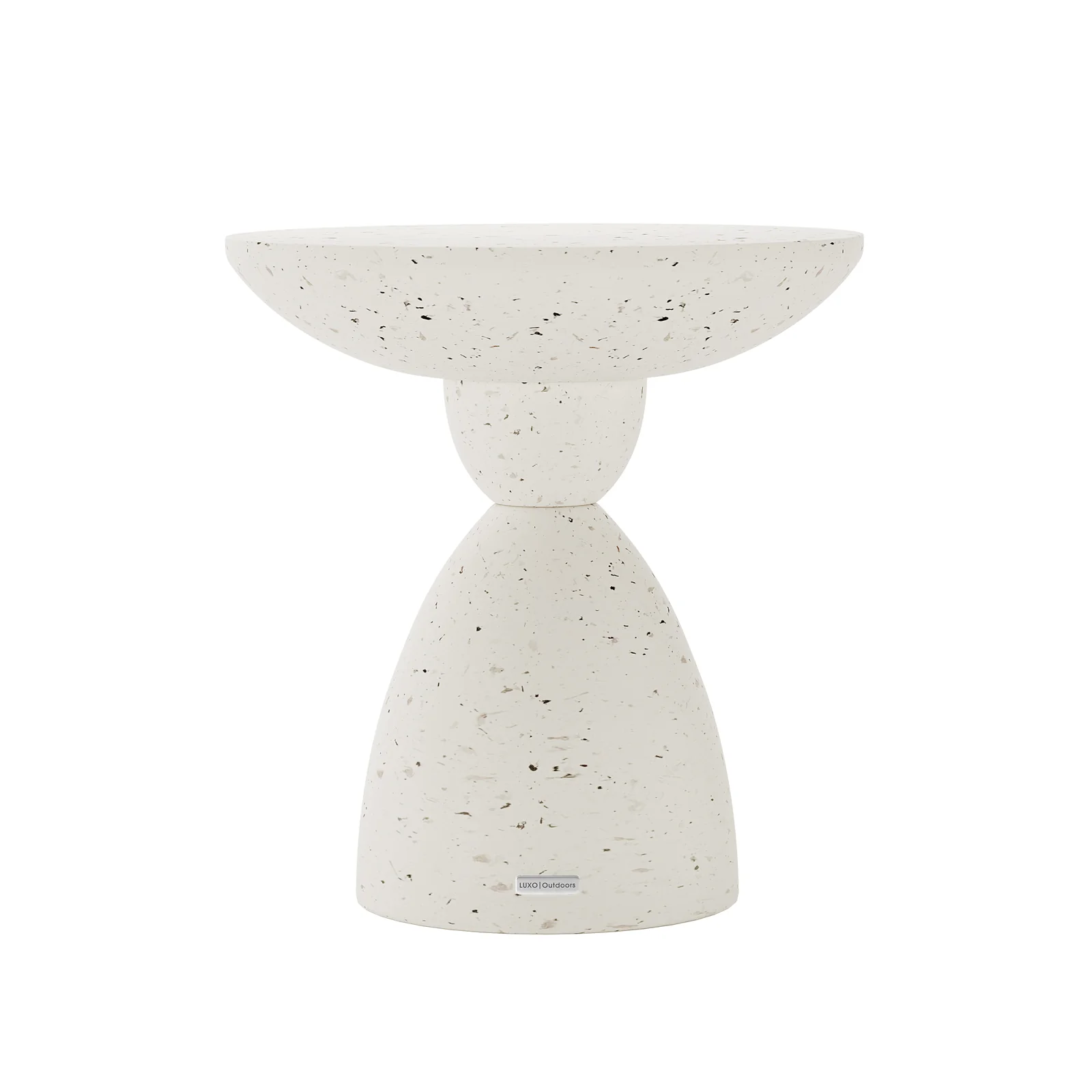 Junia Round Pedestal Outdoor Concrete Side Table in Terrazzo - Image 4