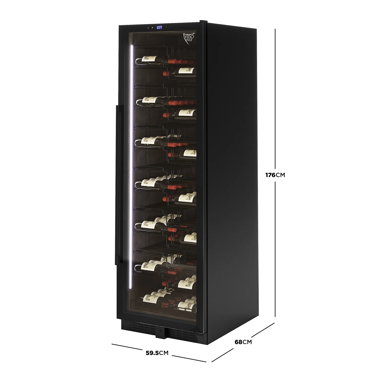 K155G 155 Bottle Built-In Wine Fridge with Lock in Black - Image 3