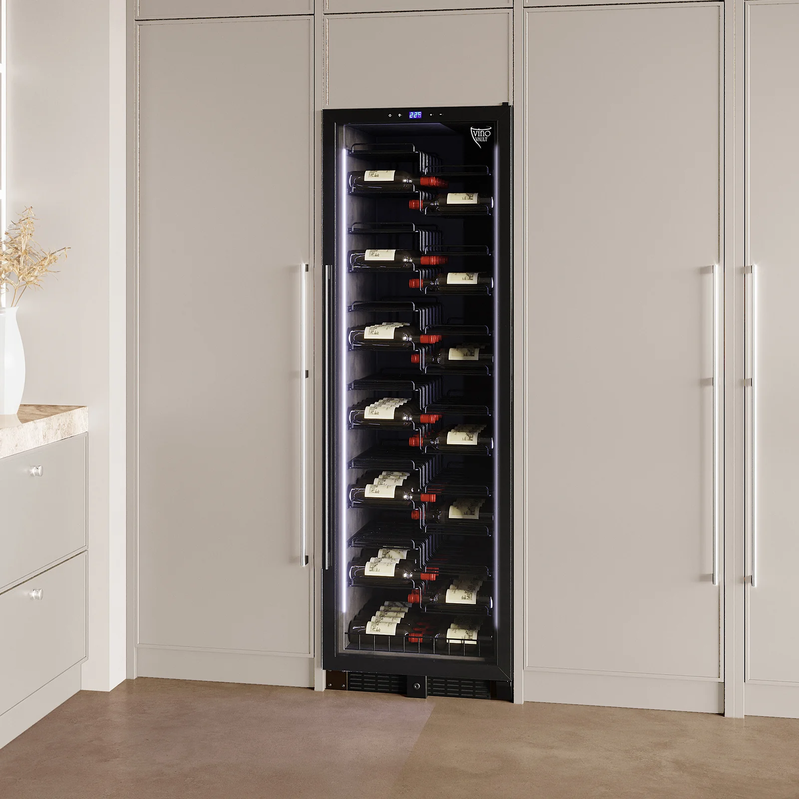 K155G 155 Bottle Built-In Wine Fridge with Lock in Black - Image 4