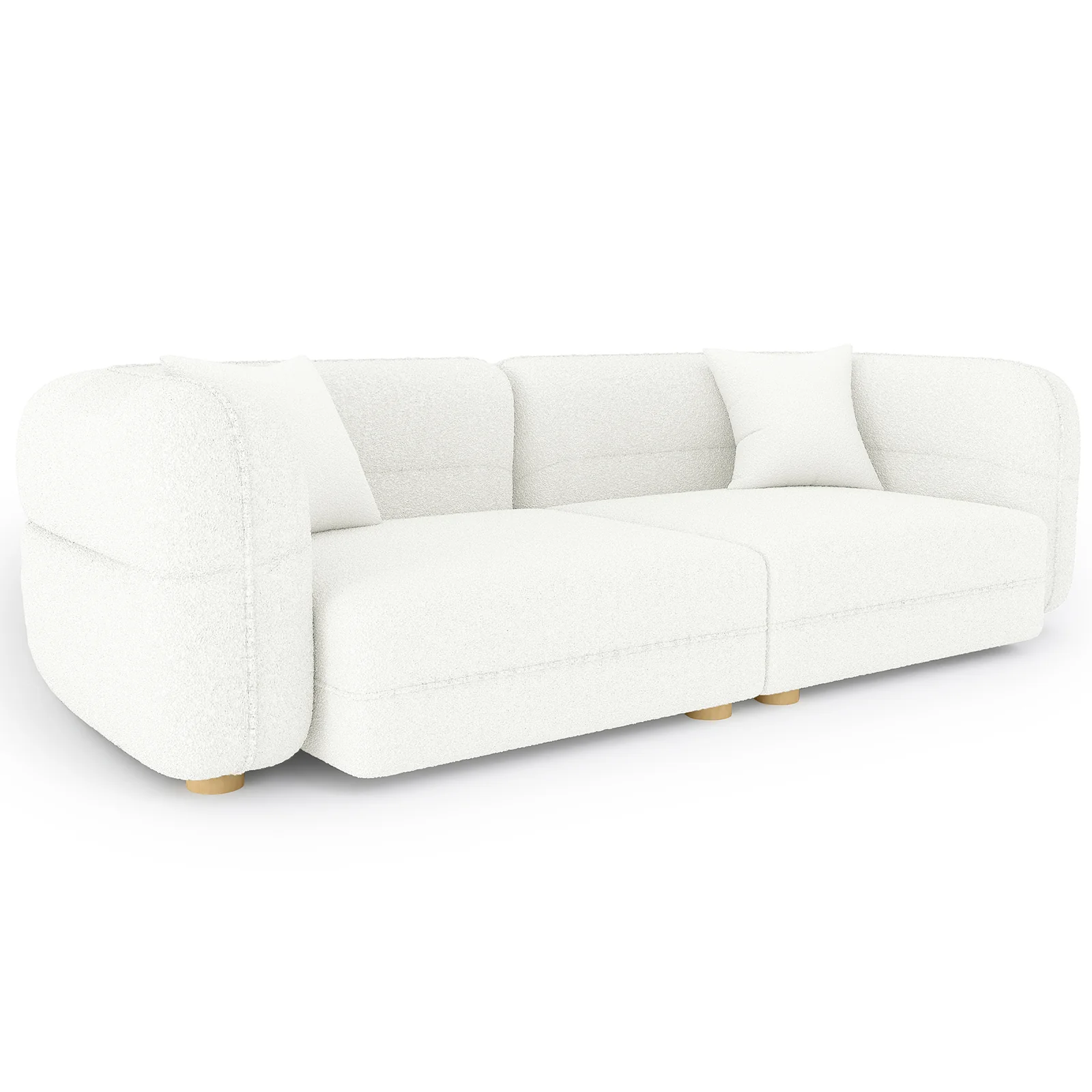 Kaelyn 3 Seater Modular Boucle Sofa with Pillows in Cream - Image 5