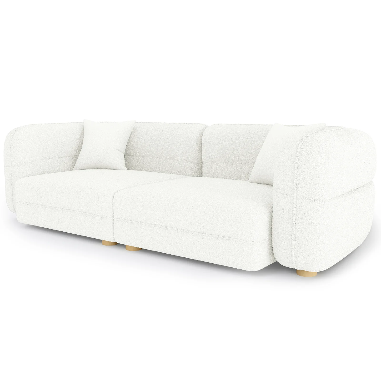 Kaelyn 3 Seater Modular Boucle Sofa with Pillows in Cream - Image 6