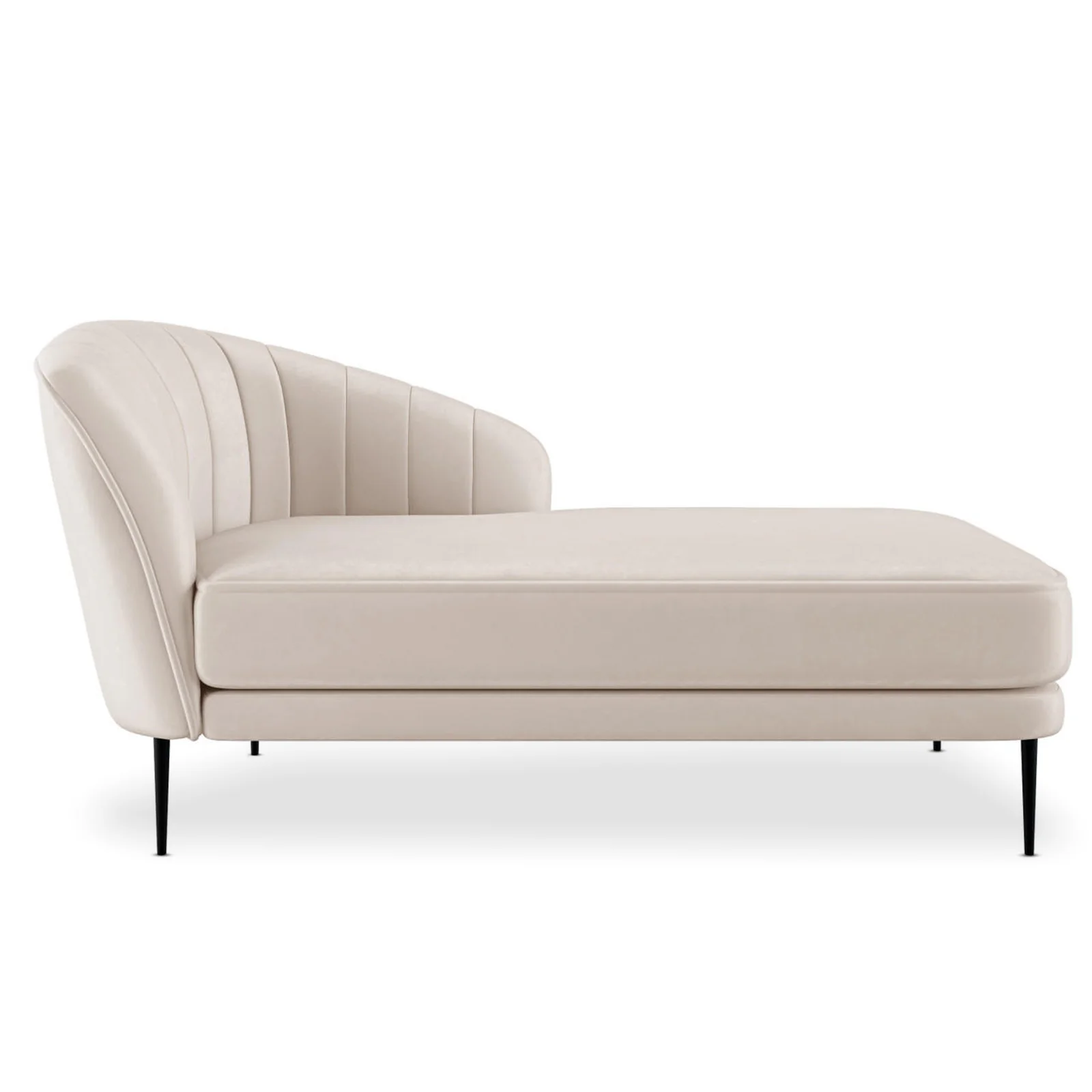 Kaj Velvet Daybed with Right Armrest in Cream
