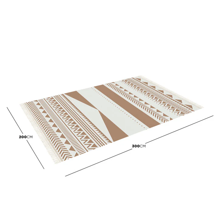Kaley 200x300cm Woven Cotton Blend Tasseled Indoor Rug - Image 3