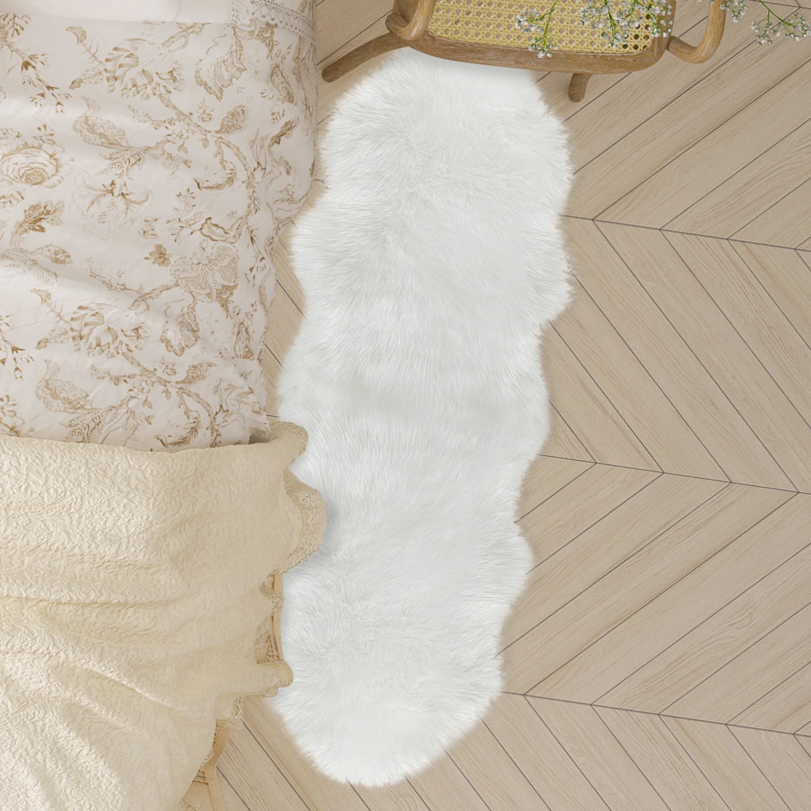 Kalina 60x180cm Shaggy Faux Fur Rug in White - Image 2