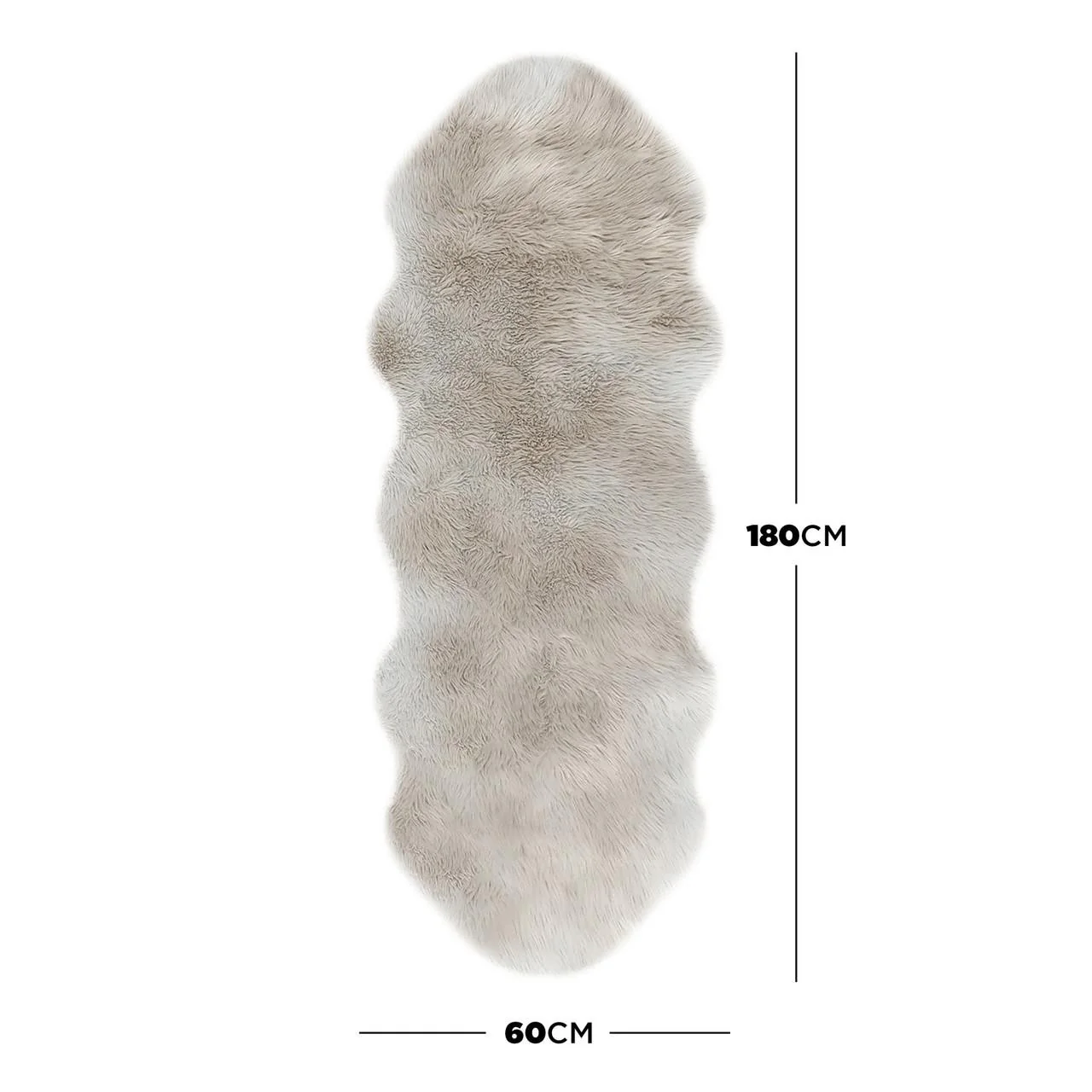 Kalina 60x180cm Shaggy Fluffy Fur Rug in Tan & White - Image 3