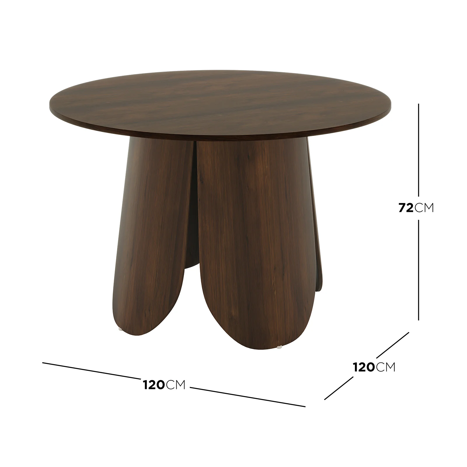Kalyani 120cm Wooden Round Dining Table Veneer Top in Walnut - Image 3