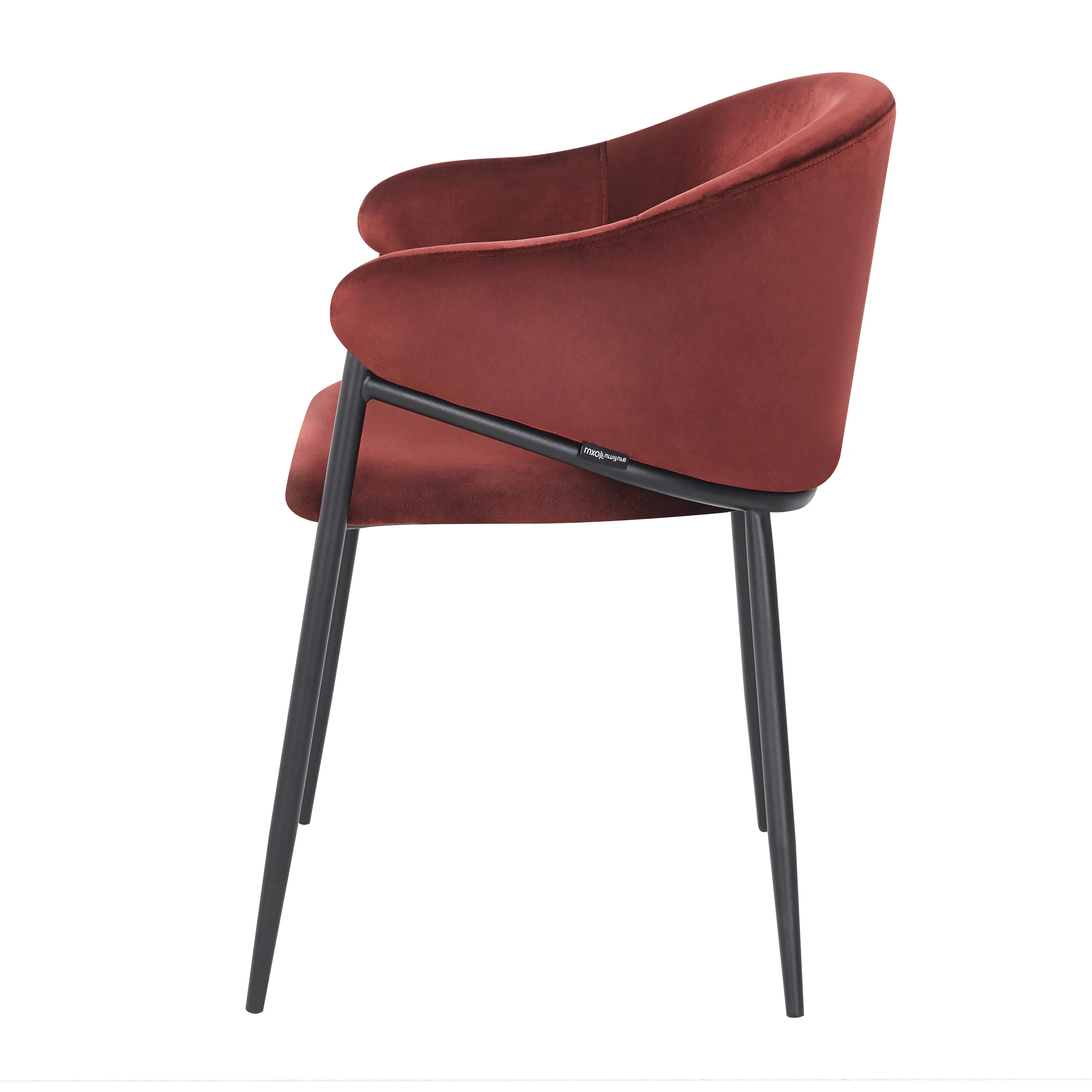 Karin Velvet Dining Chairs Set of 2 in Burgundy Red - Image 7